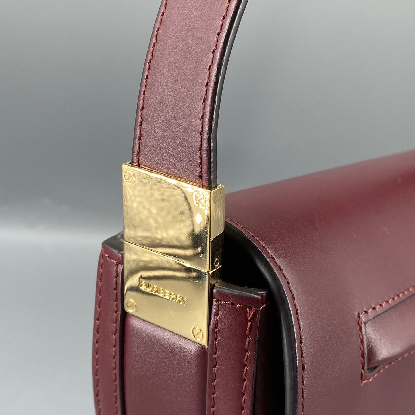 Burberry Deep Red Leather Saddle Shoulder Crossbody Bag