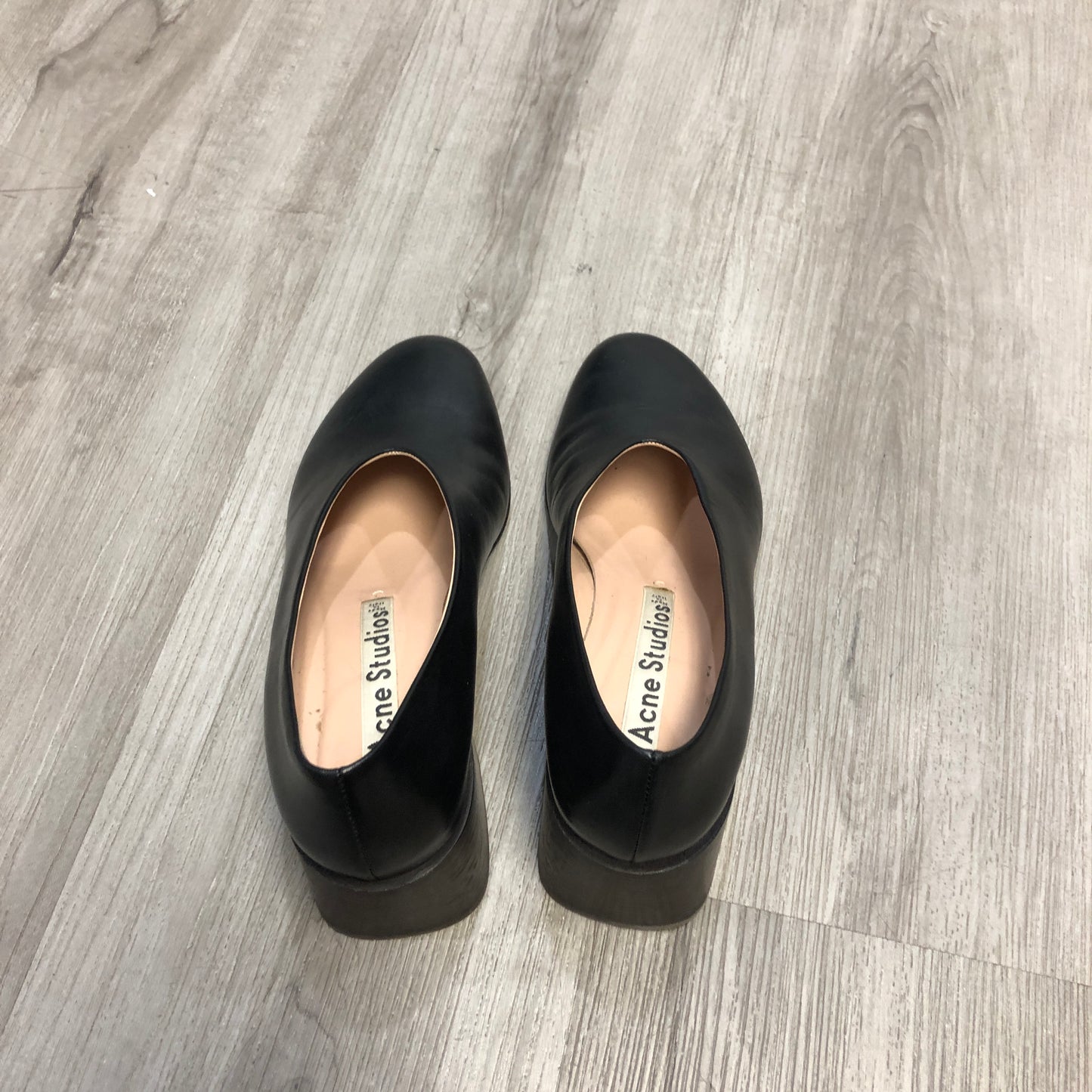 Acne Studios Women's Smooth Leather Round Toe Block Heel Slip-On Pumps Shoes 36 Black