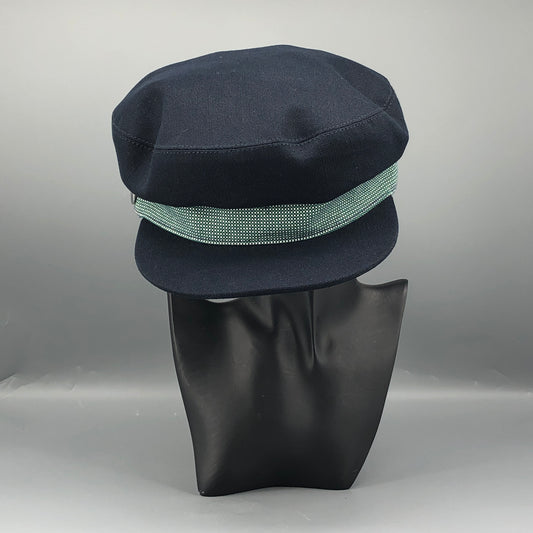 Hermes Dark Blue Woven Rib Newsboy Cap Size 58cm