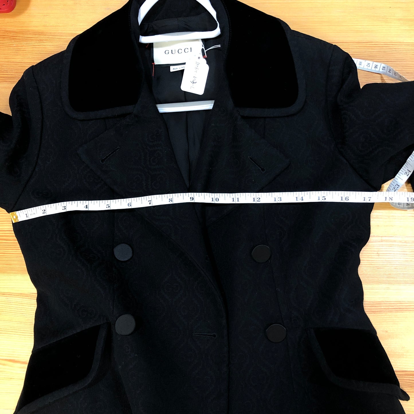 Gucci Black Wool Double Breasted Long Coat Size 42
