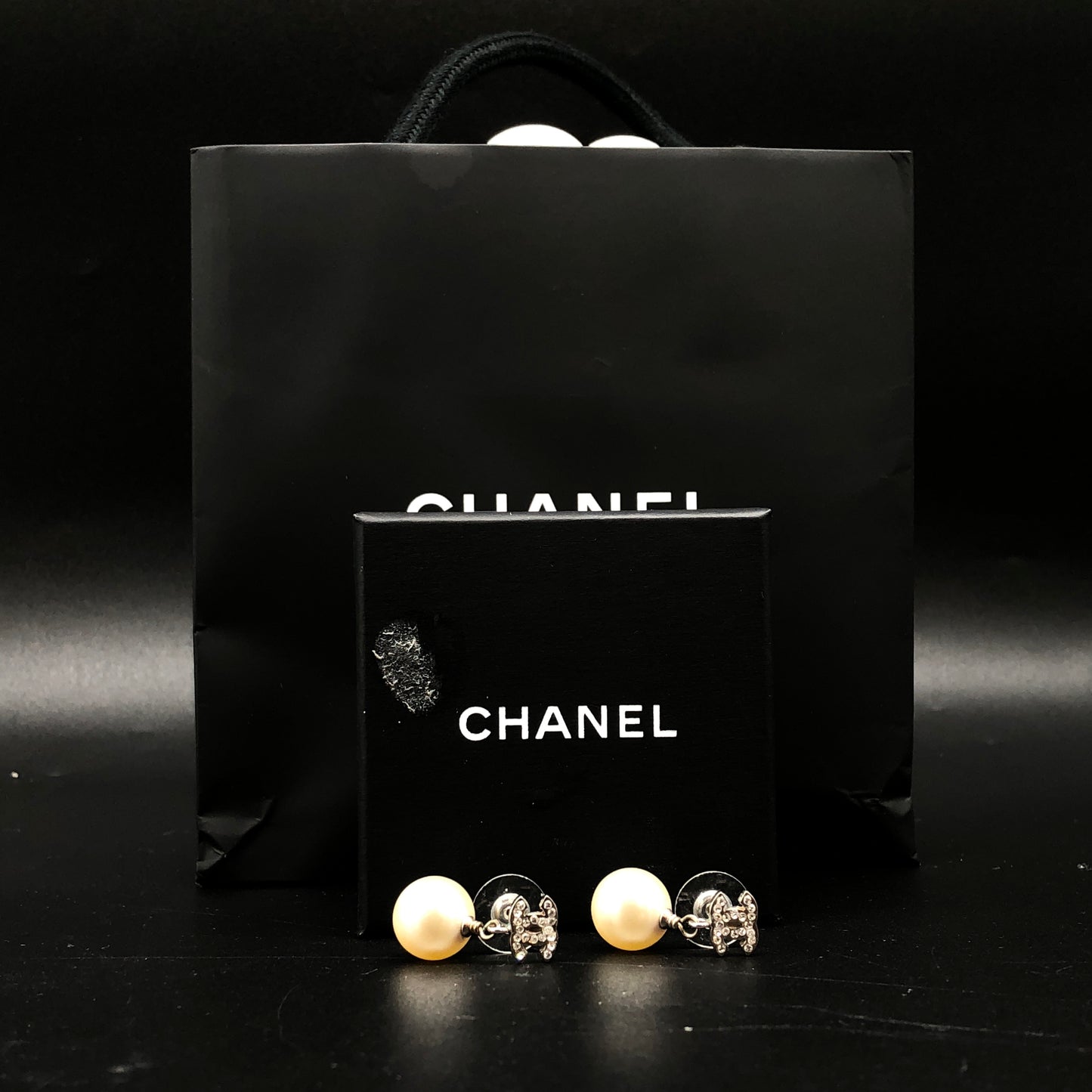 Chanel Pearl & Crystal CC Drop Earrings