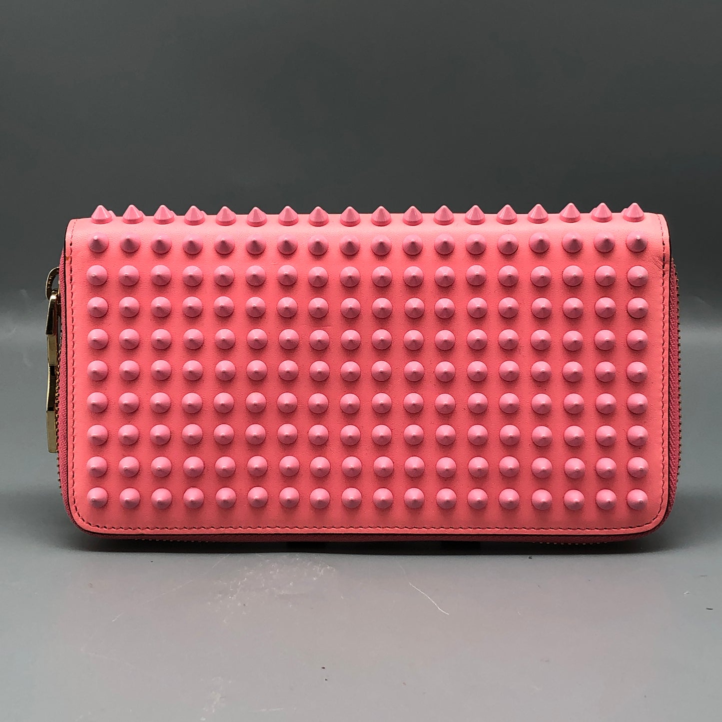 Christian Louboutin Pink Leather Spiked Wallet