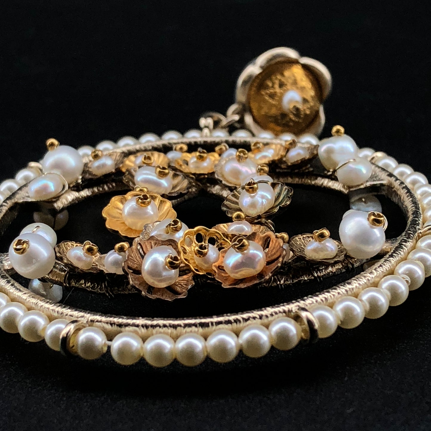 Chanel 2018 Gold-Tone Pearl & Crystal CC Drop Earrings