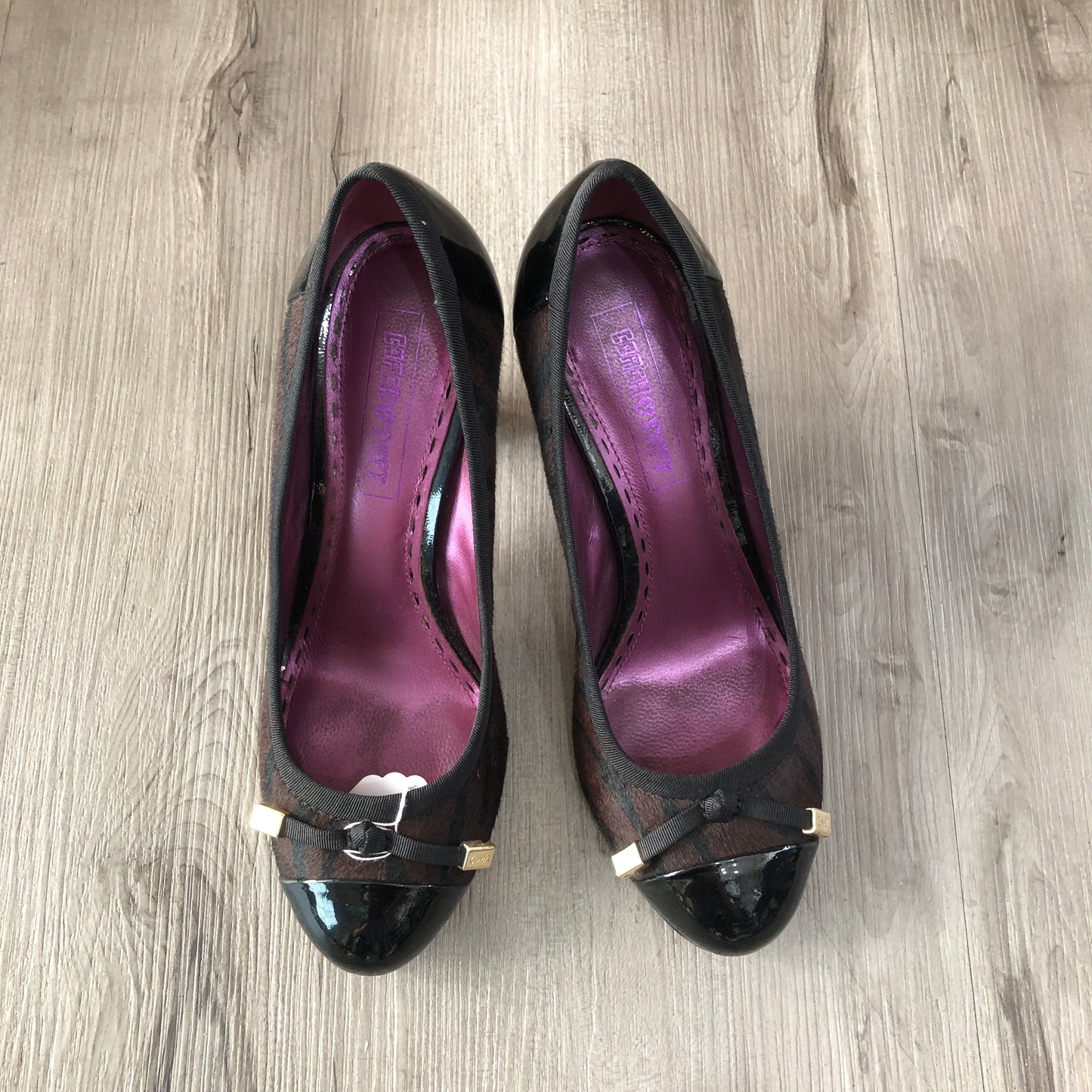 Coach Women's Signature C Print Pointed Toe Stiletto Pumps Size 7B Black Brown