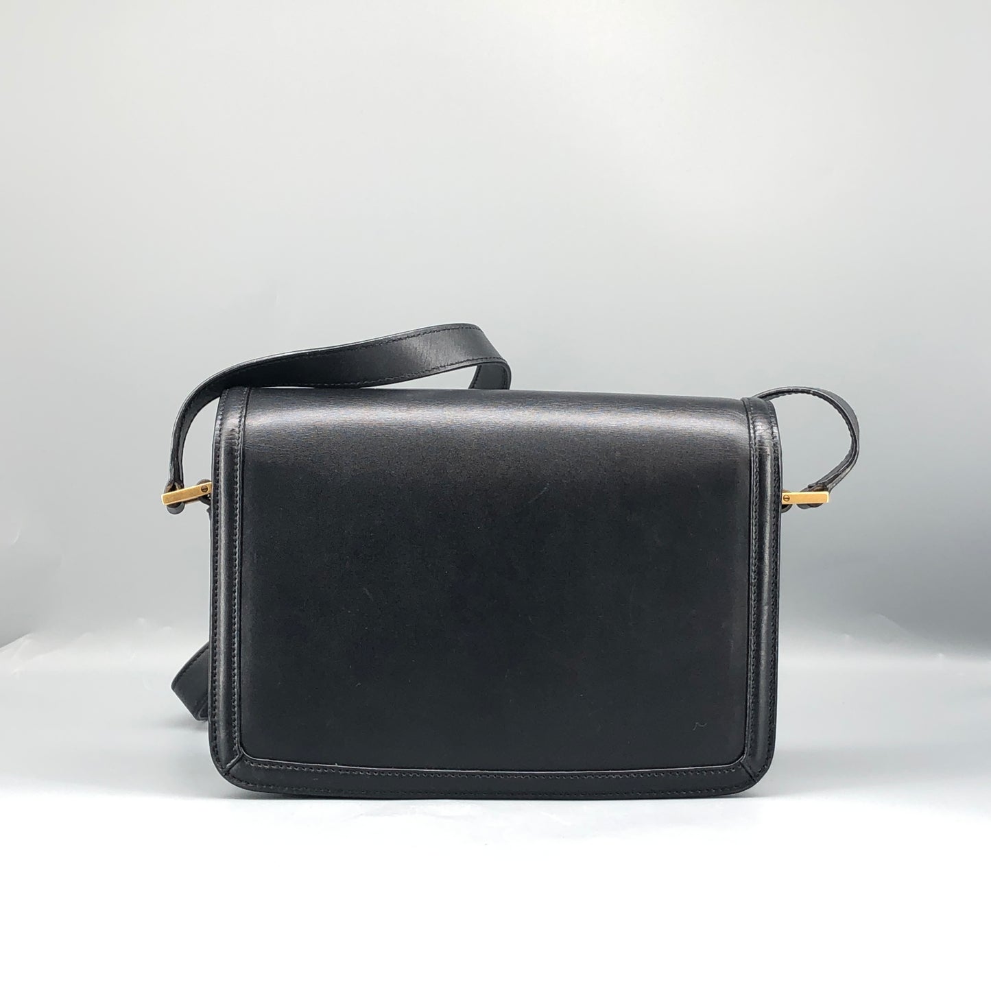 Saint Laurent Box Calfskin Solferino Satchel Bag Black