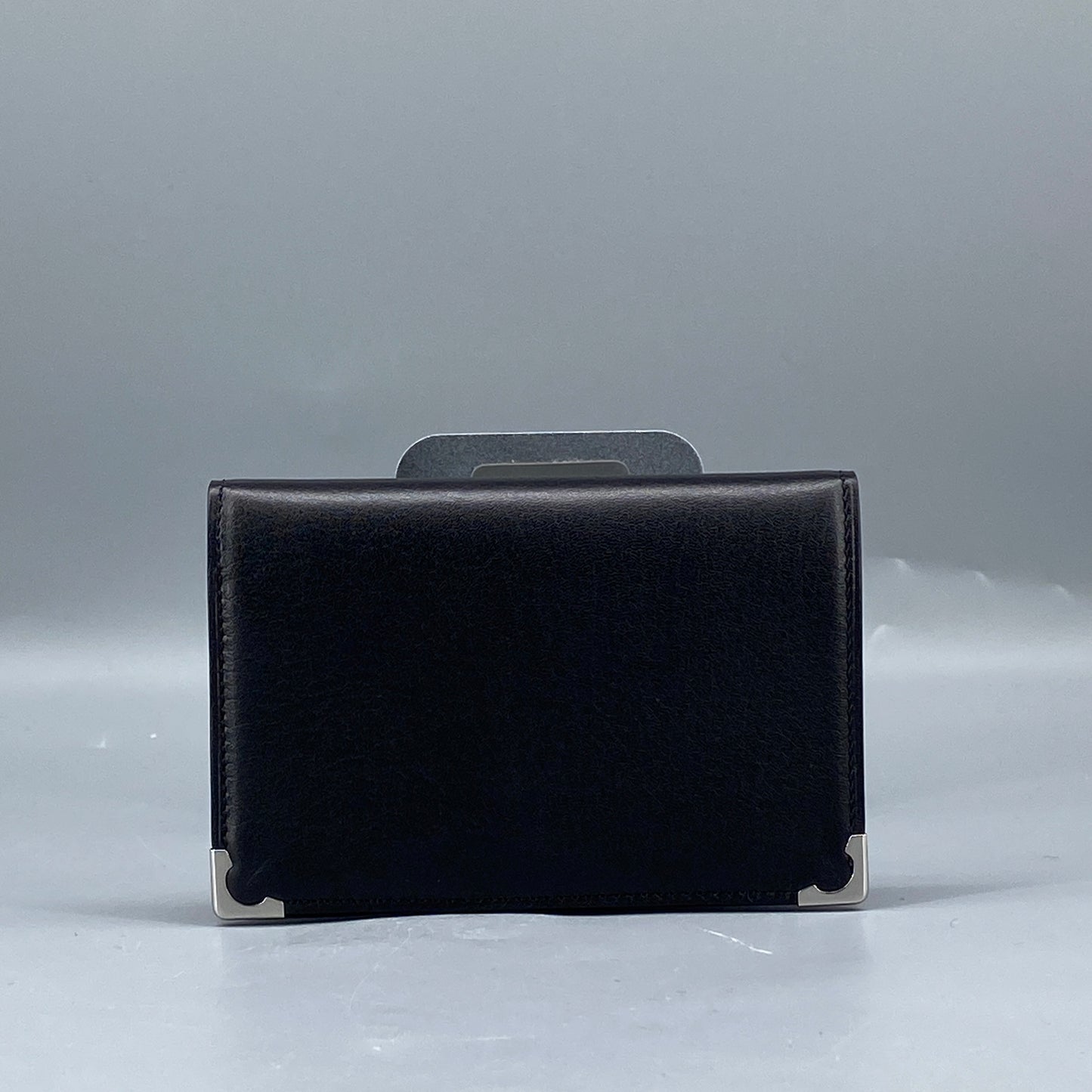 Cartier Black Smooth Leather Bi-fold Wallet with Metal Corner Guards