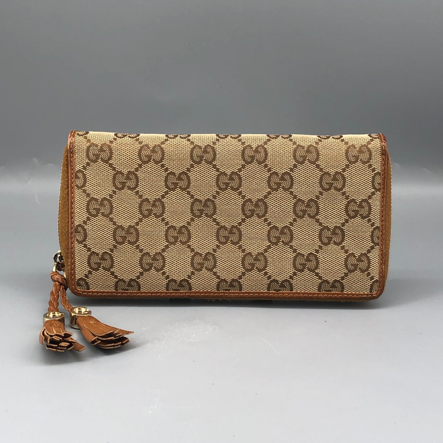 Gucci GG Supreme Zip Around Long Wallet Beige/Caramel