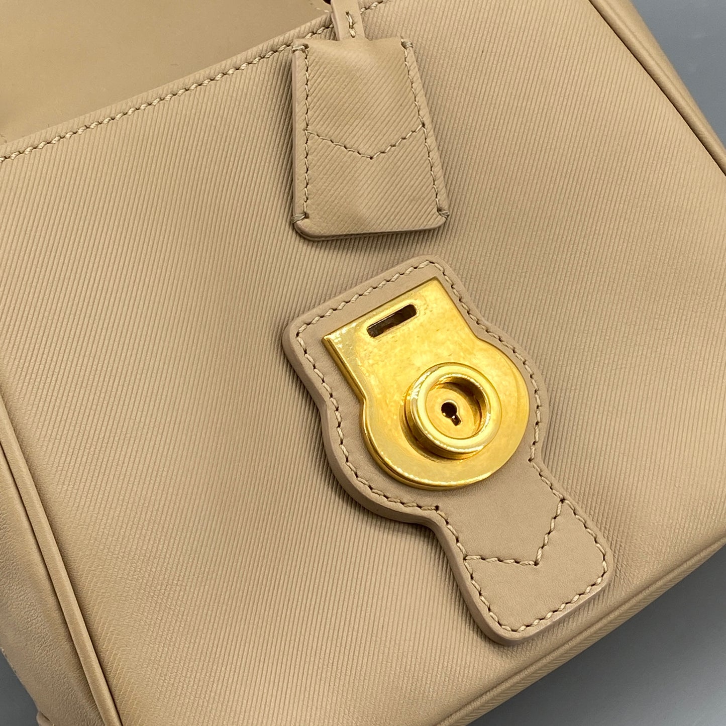 Burberry Beige Leather Top Handle Crossbody Bag