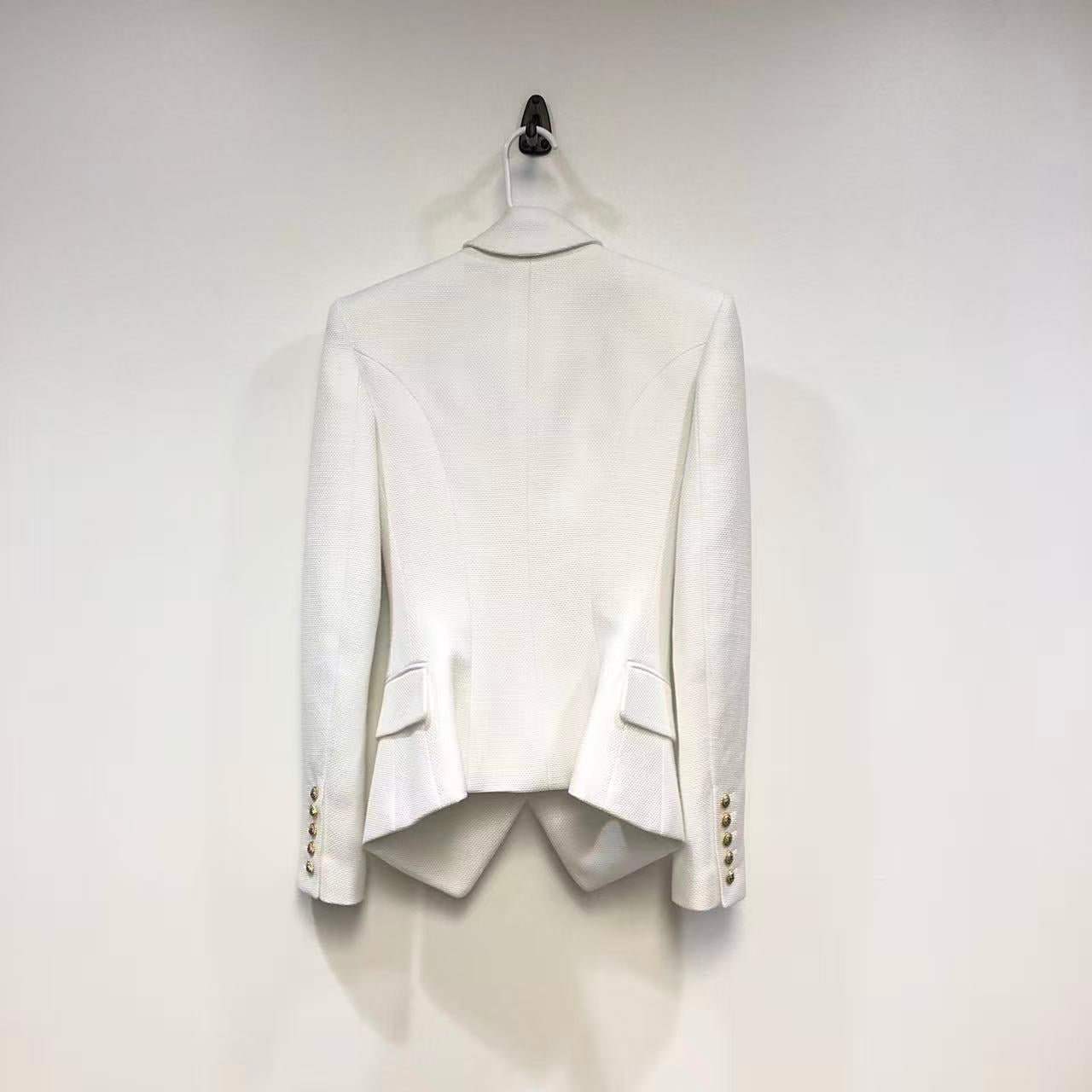Balmain White Double Breasted Wool Blazer Size 34