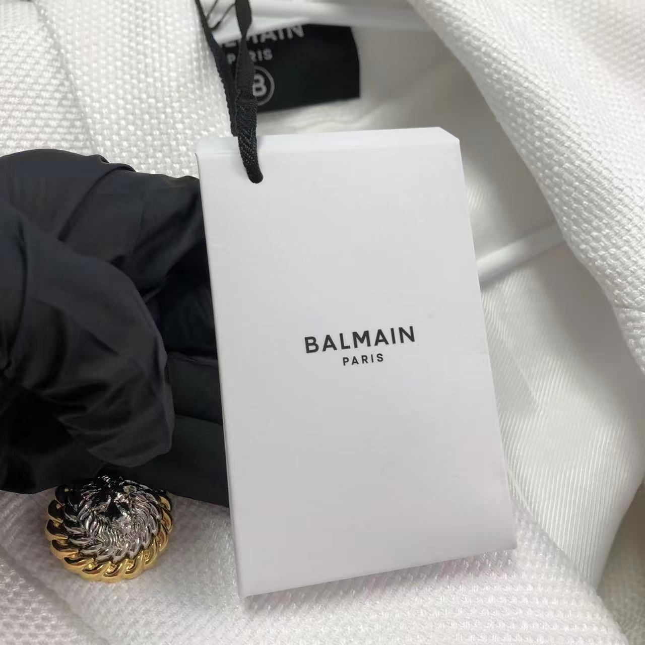 Balmain White Double Breasted Wool Blazer Size 34
