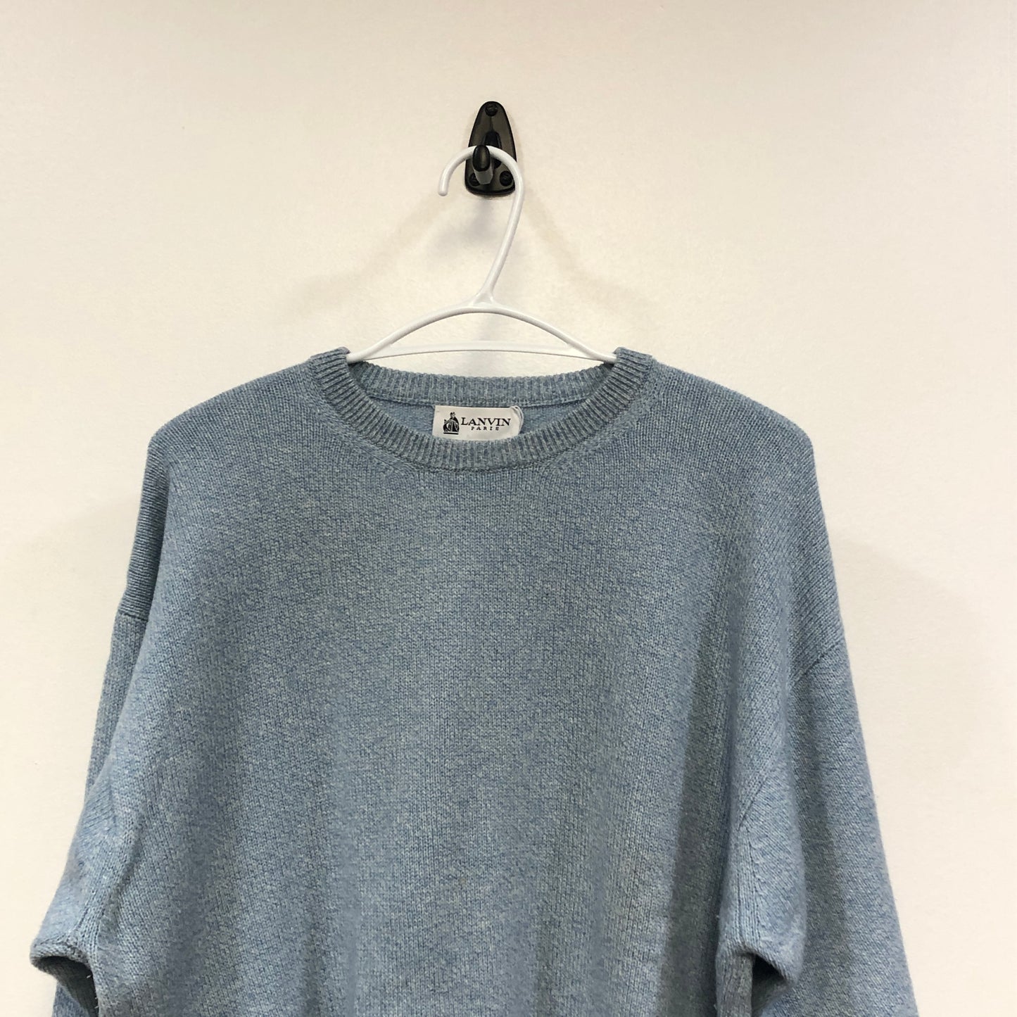 Lanvin Mist Blue Crew Neck Cashmere Knit Sweater Size 54