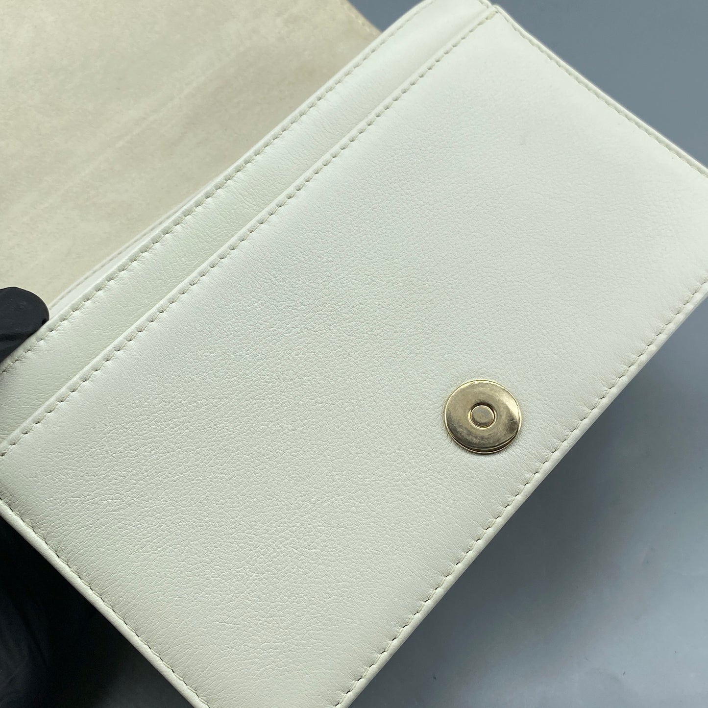 Christian Dior Cream Leather Valentine’s Limited Embossed Heart WOC Crossbody Bag