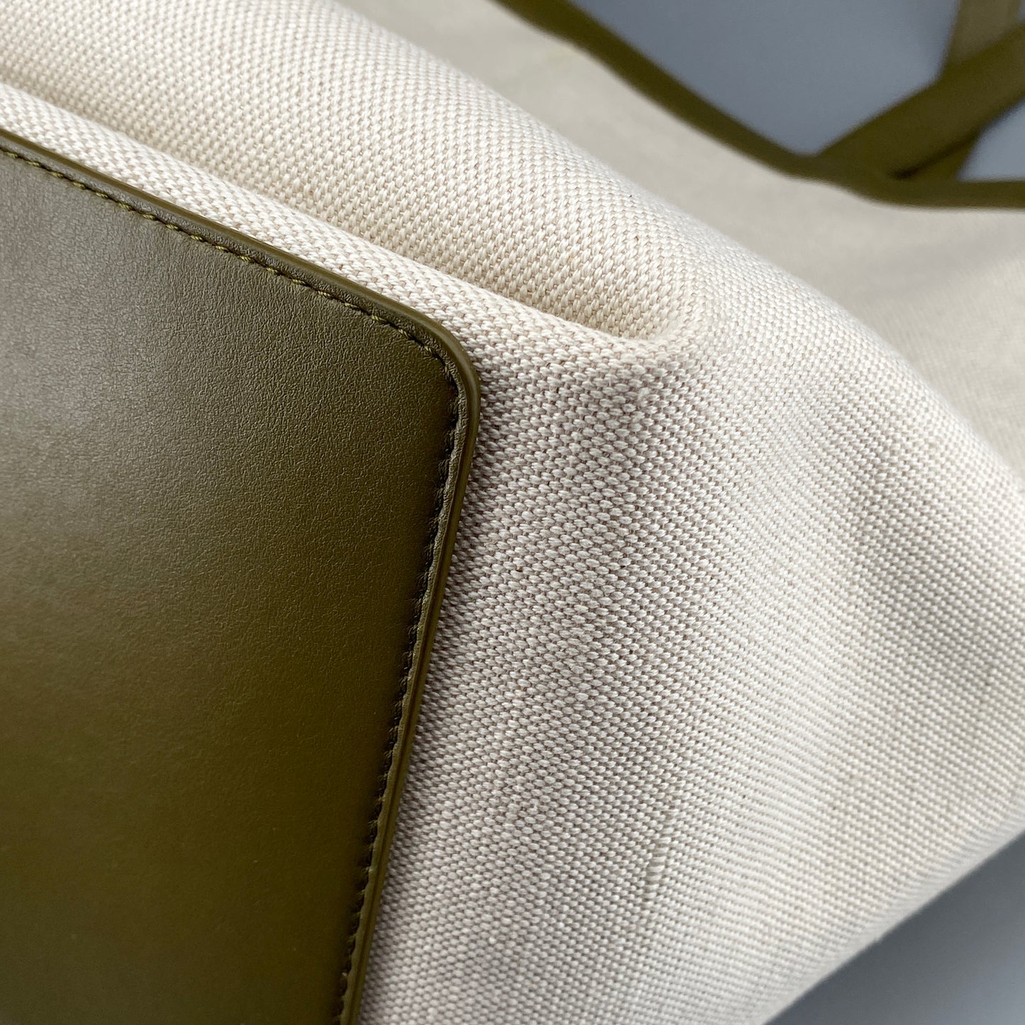 Bottega Veneta Olive Canvas Intrecciato Leather Tote Bag