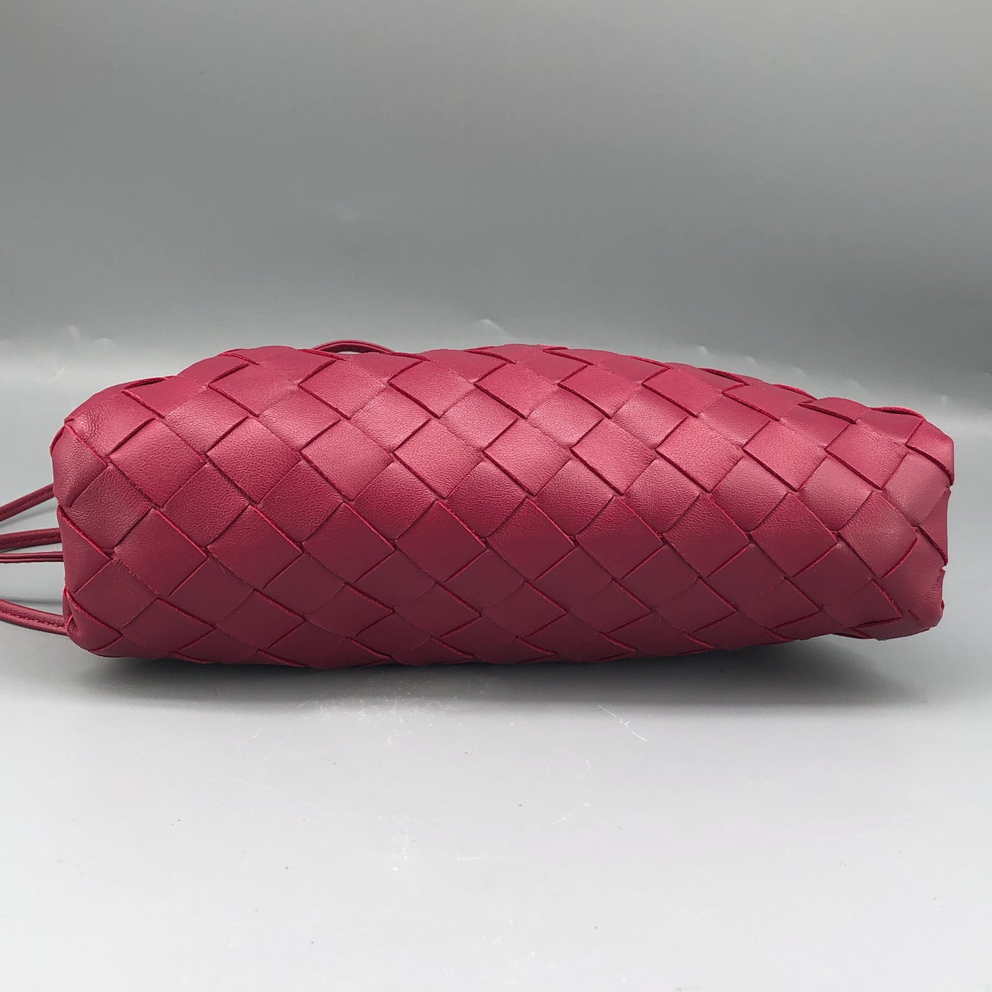 Bottega Veneta Wine Red Intrecciato Woven Mini Pouch Crossbody Bag