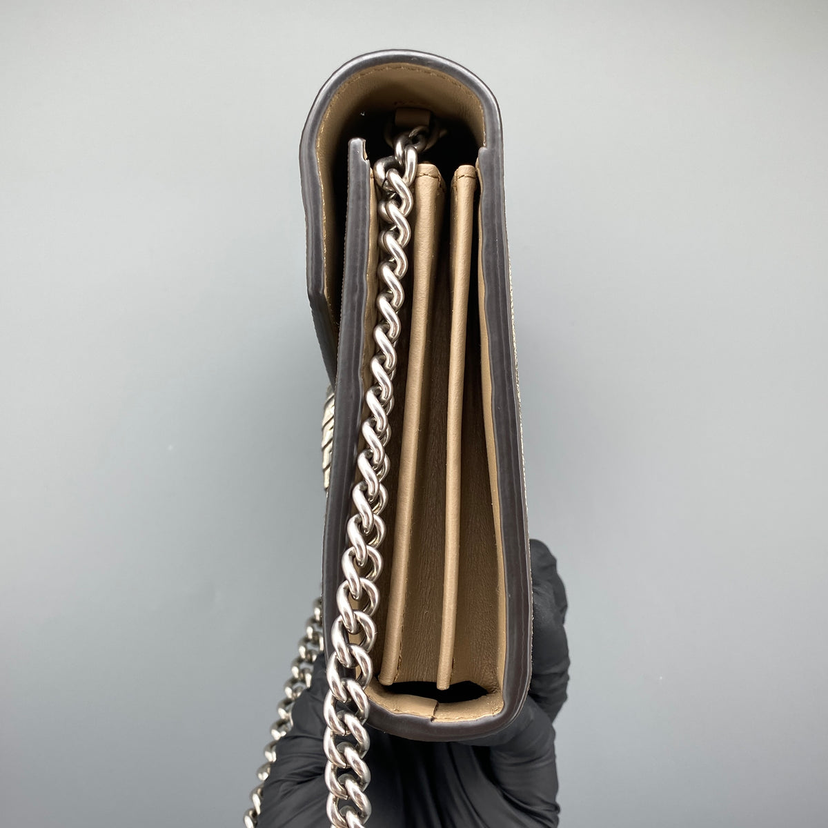 Gucci Beige GG Supreme Dionysus Chain Crossbody Bag