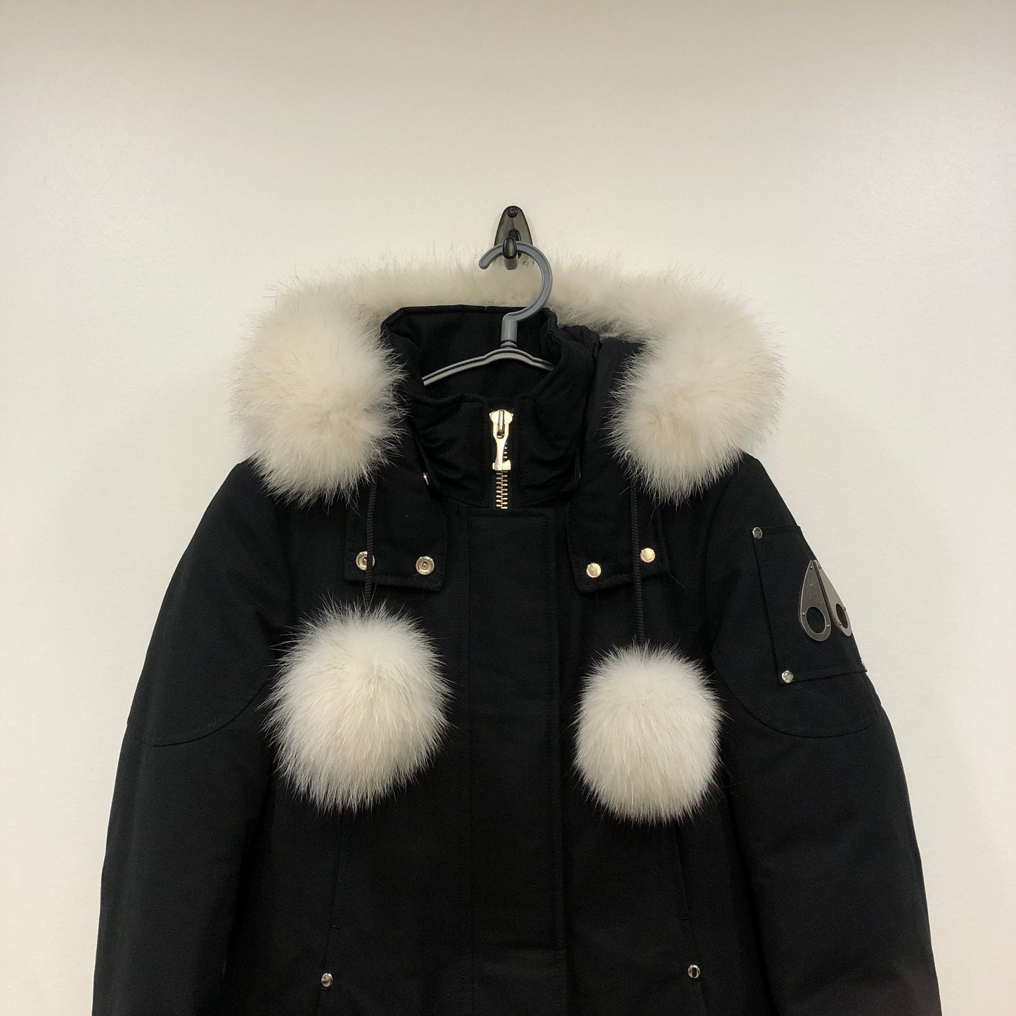 Moose Knuckles Black Fur‑Trim Hooded Down Parka