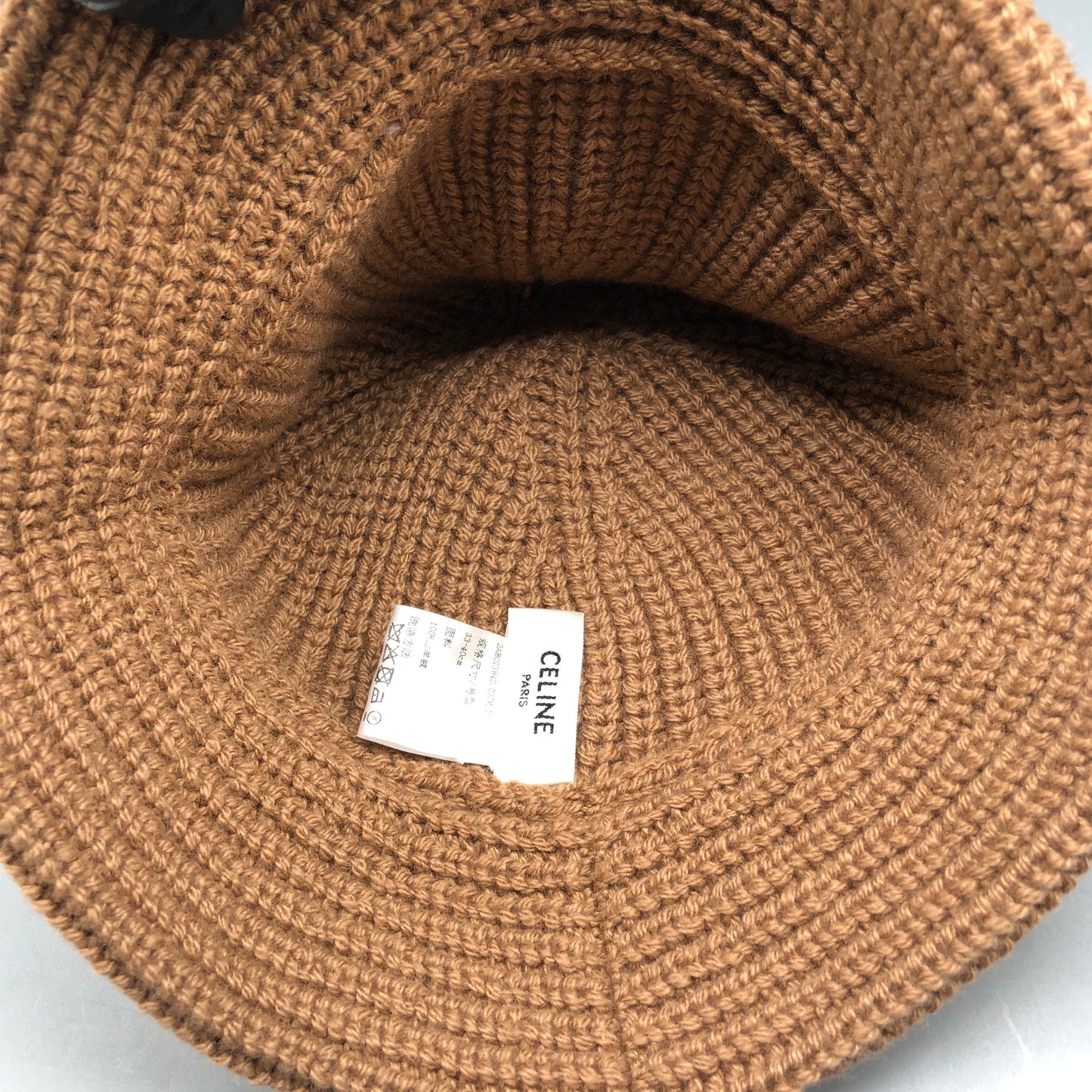 Celine Tan Brown Triomphe Knit Bucket Hat