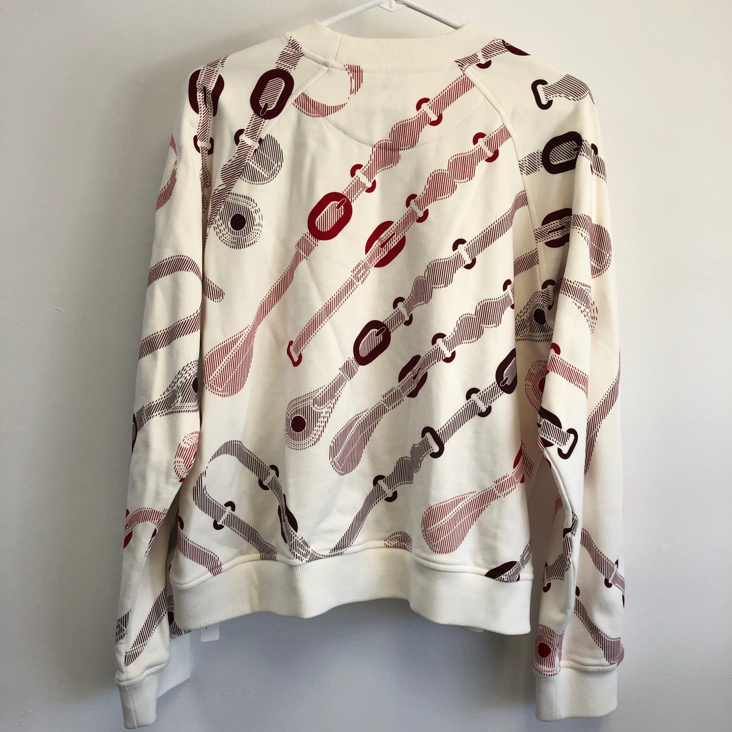 NWT Hermes Women's Printed Cotton Crewneck Sweatshirt Size 44 White/Red