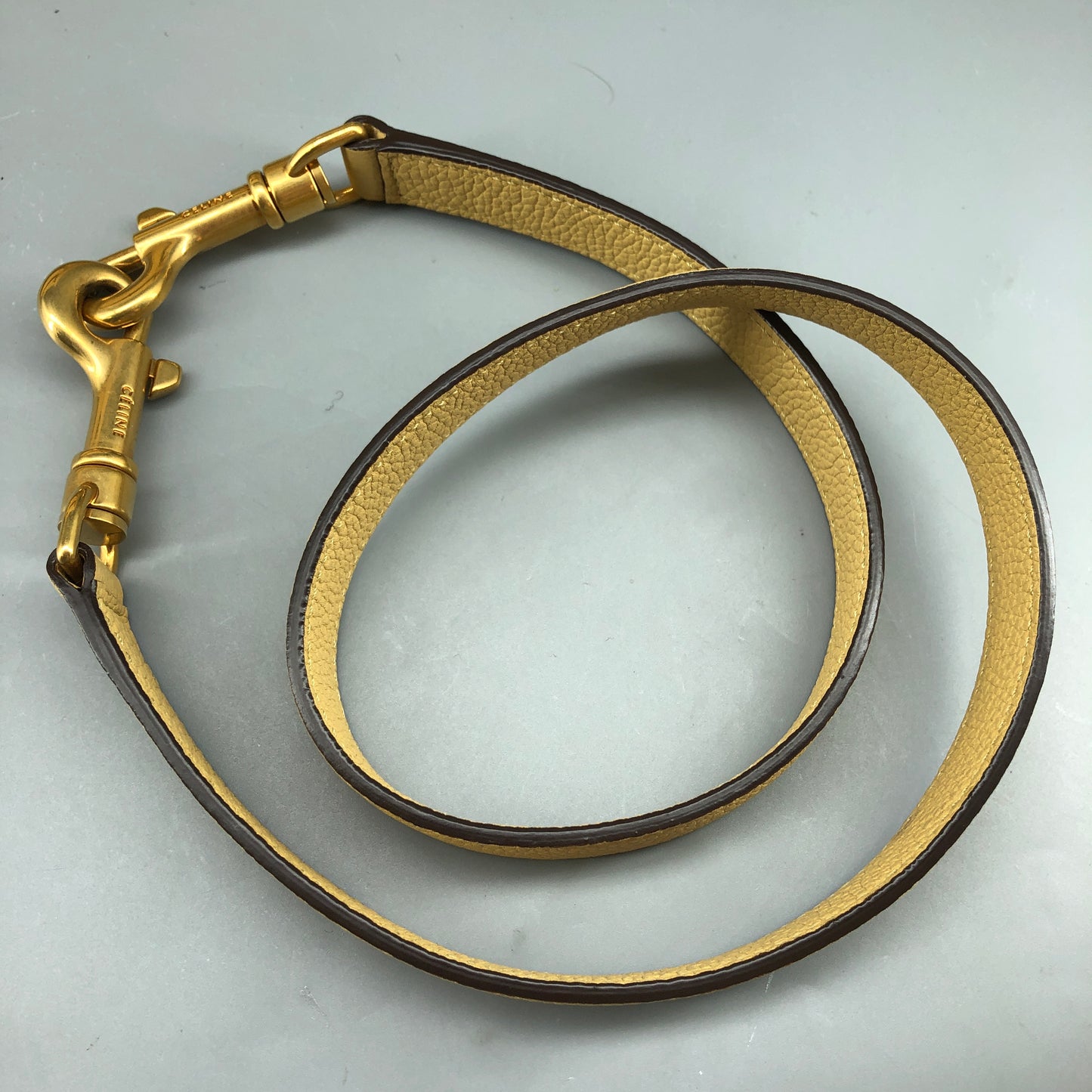 Celine Yellow Grained Calfskin Leather Medium Belt Bag