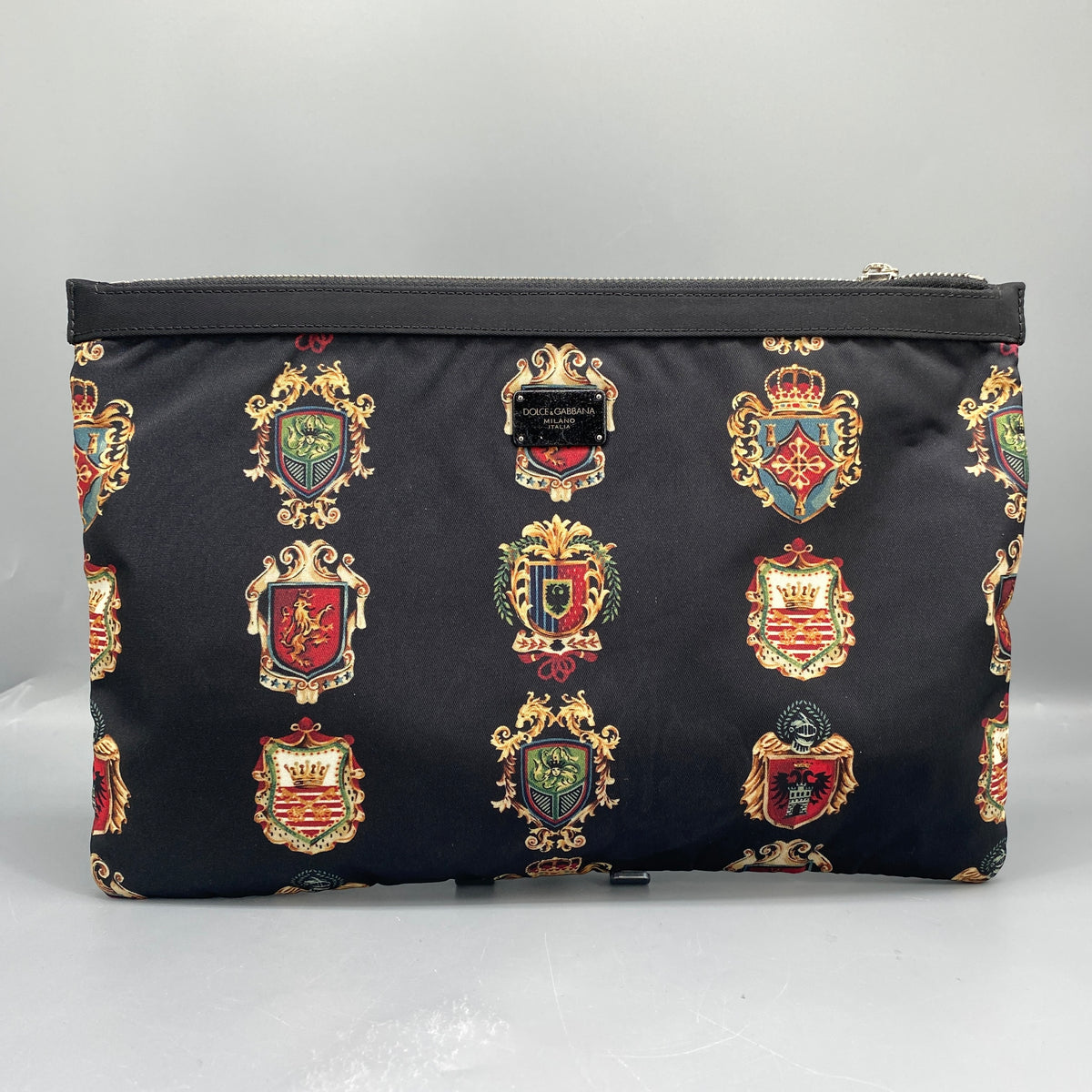 Dolce&Gabbana Black Heraldic Print Clutch Pouch