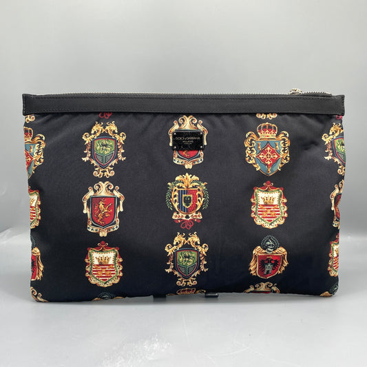 Dolce&Gabbana Black Heraldic Print Clutch Pouch