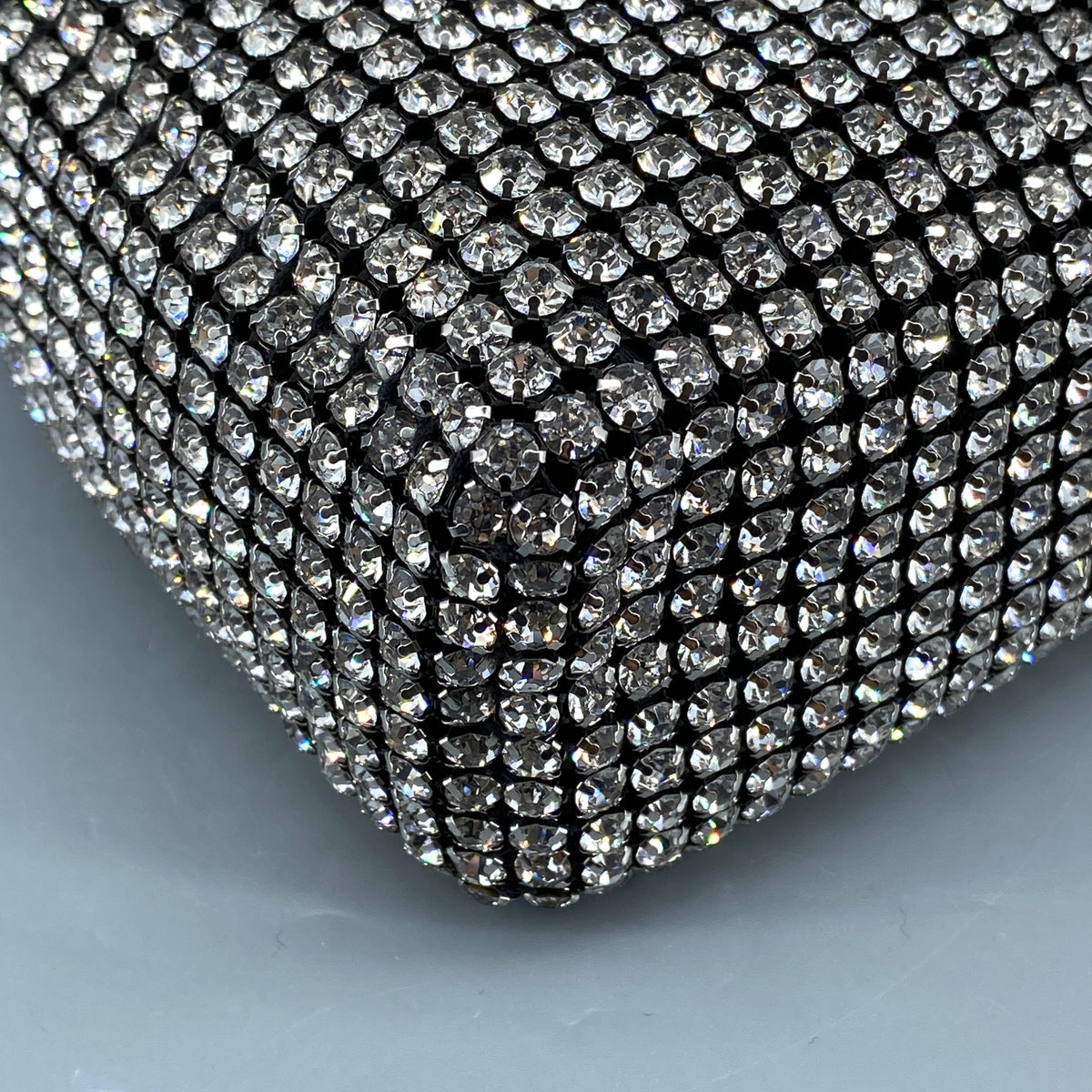 Alexander Wang Mesh Crystal Rhinestone Mini Heiress Pouch Black Silver