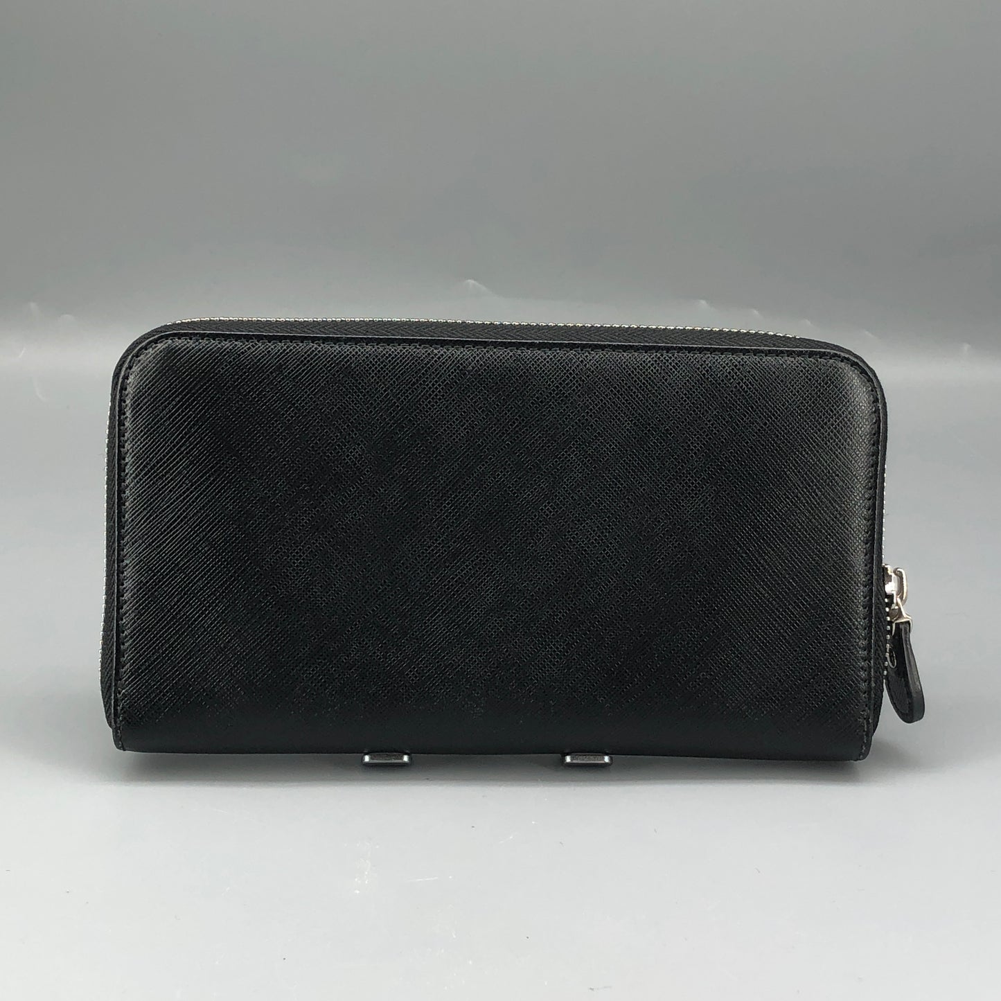 Salvatore Ferragamo Black Gancini Zip-Around Long Wallet