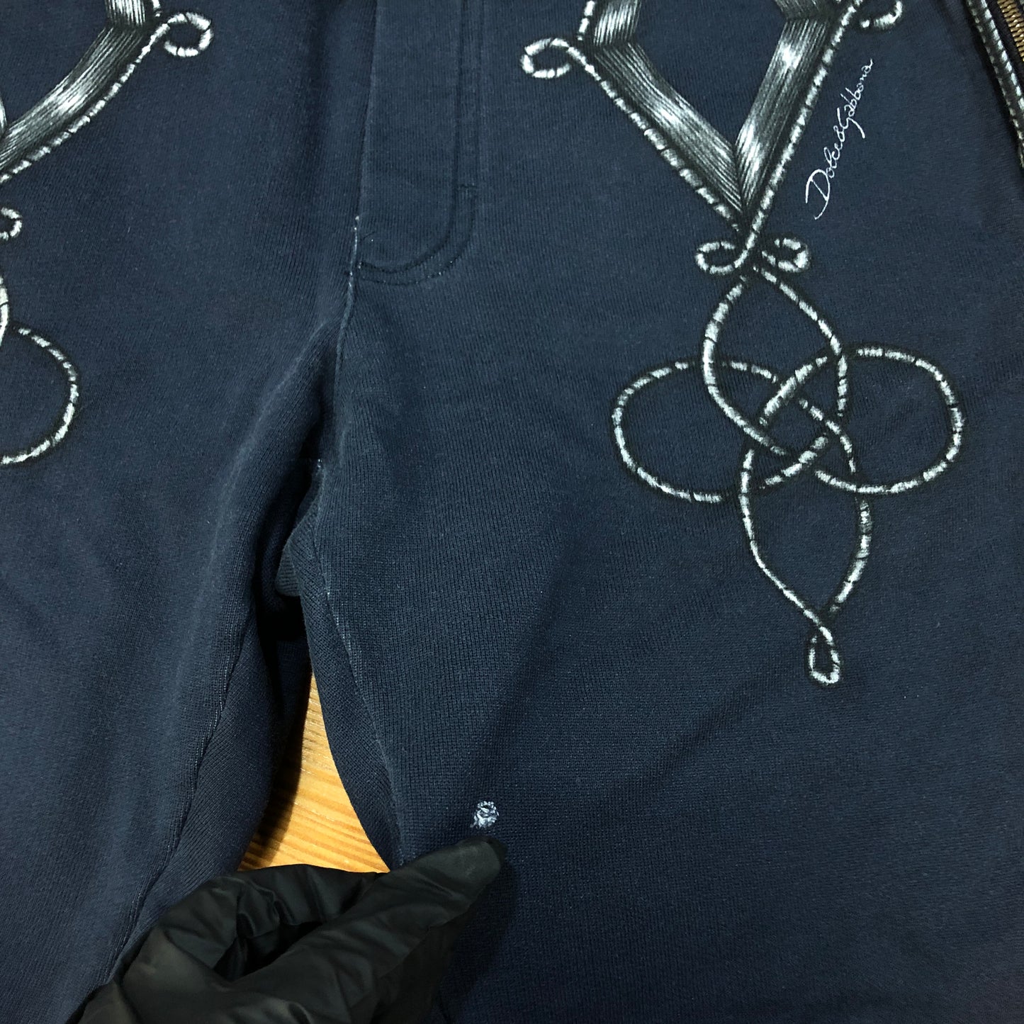 Dolce & Gabbana Navy Blue Embroidered Jogger Pants Size 48