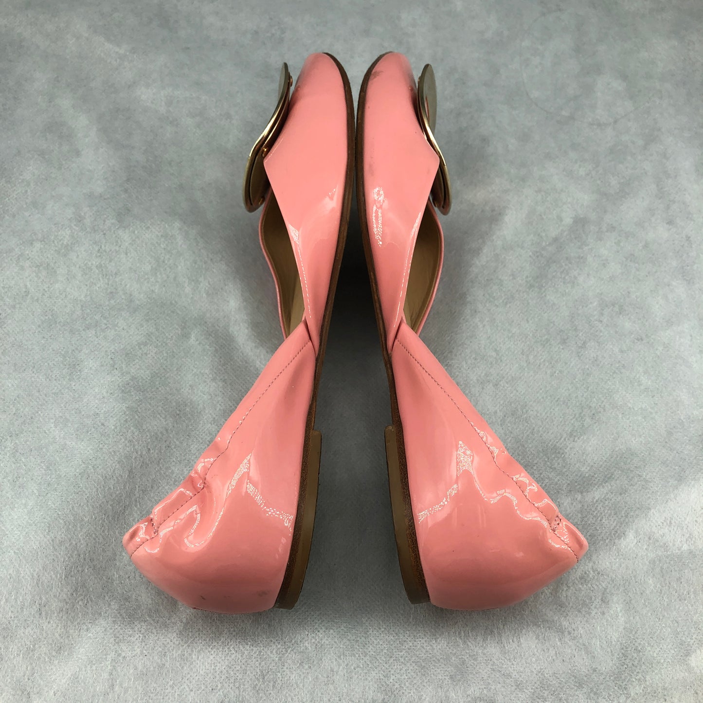 Roger Vivier Blush Pink Patent Leather Square Buckle Flat Shoes 37