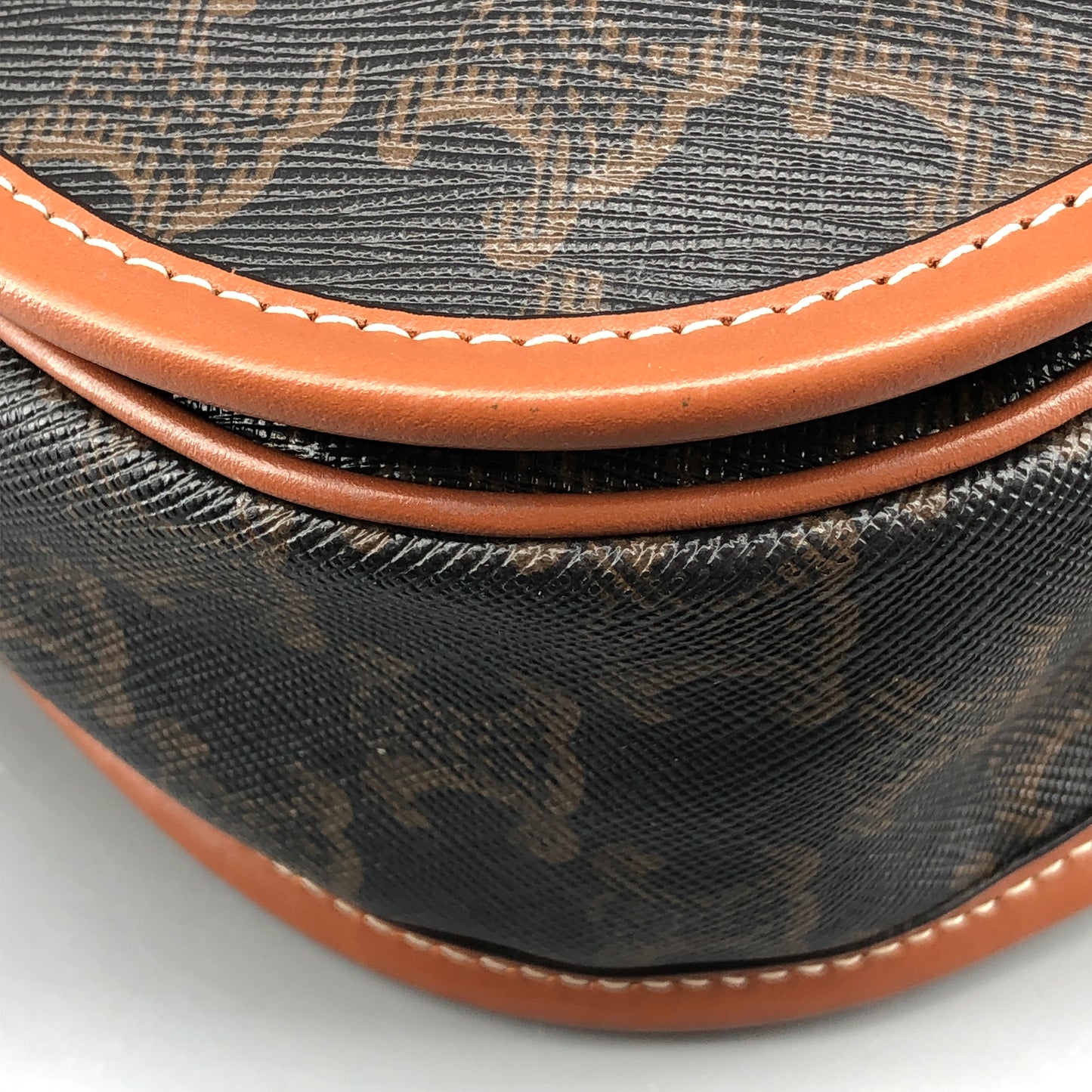 Celine Triomphe Canvas Medium Folco Crossbody Bag Dark Brown