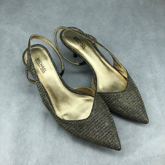 Michael Kors Gold Glitter Slingback Pointed Heel Shoes 7