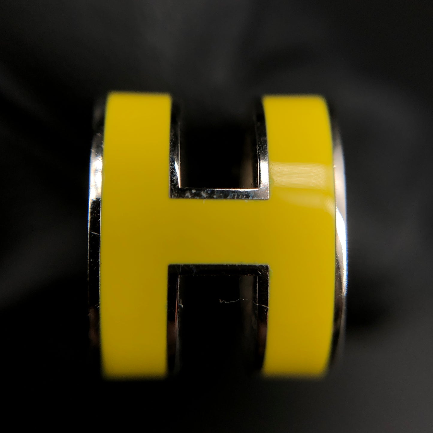 Hermes Yellow Enamel H Stud Earrings