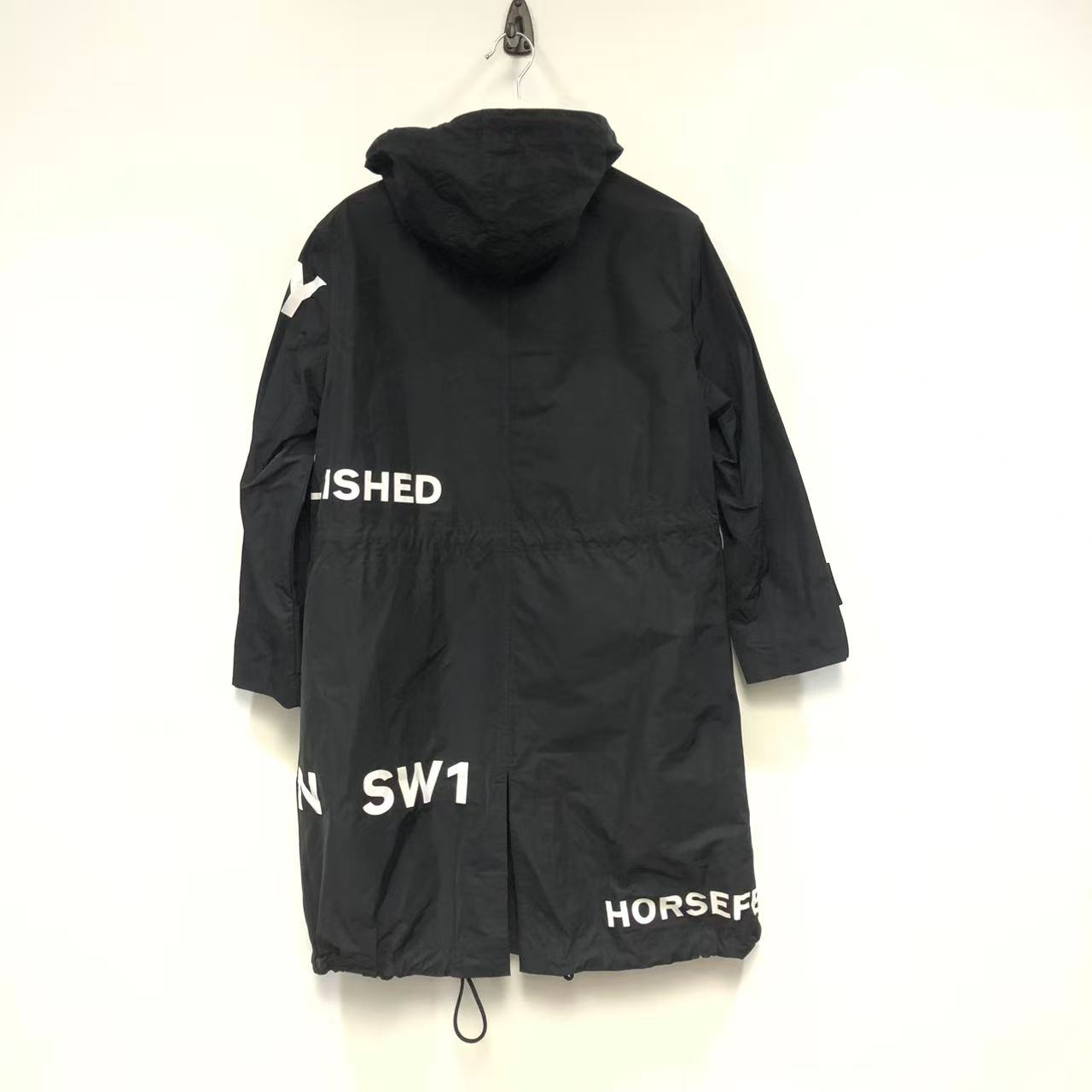 Burberry Black Logo Print Hooded Nylon Parka Women’s Size US 0