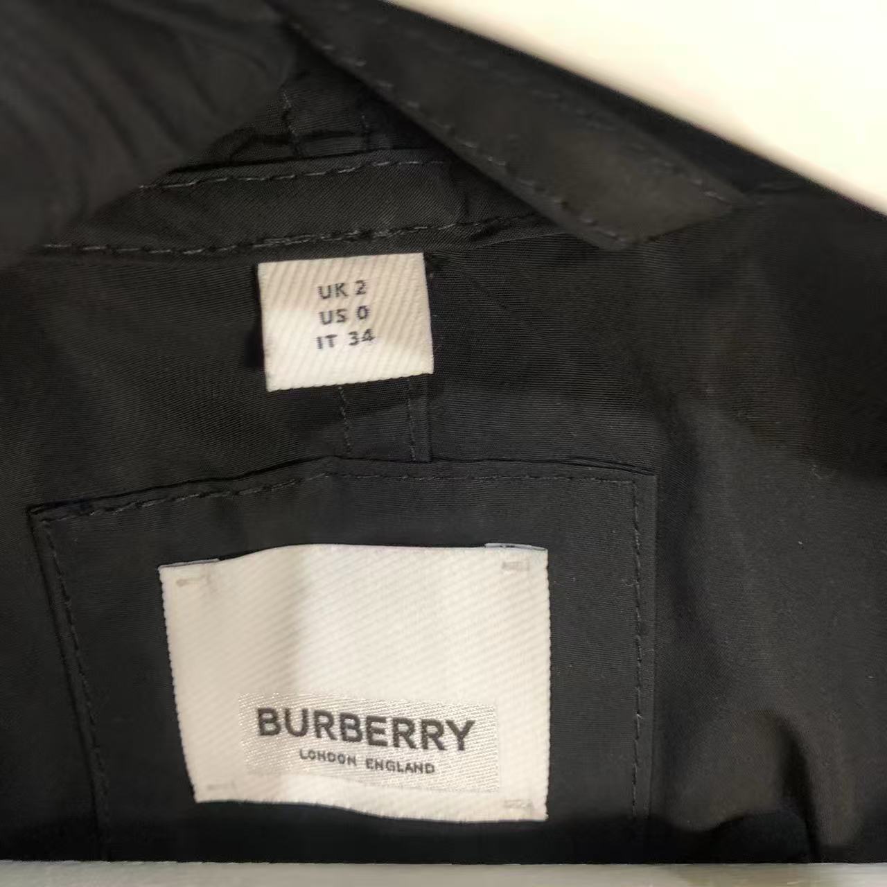 Burberry Black Logo Print Hooded Nylon Parka Women’s Size US 0