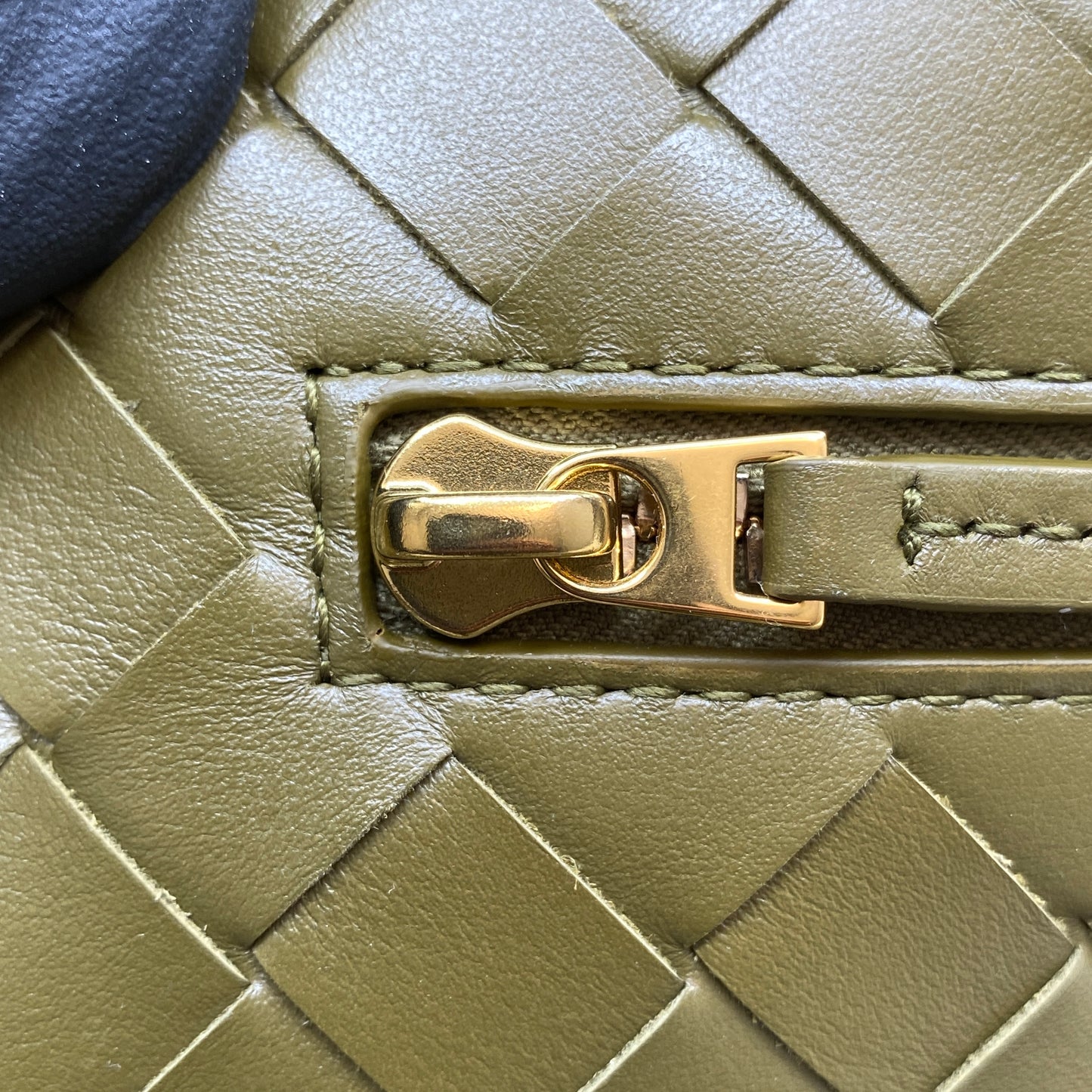 Bottega Veneta Olive Canvas Intrecciato Leather Tote Bag