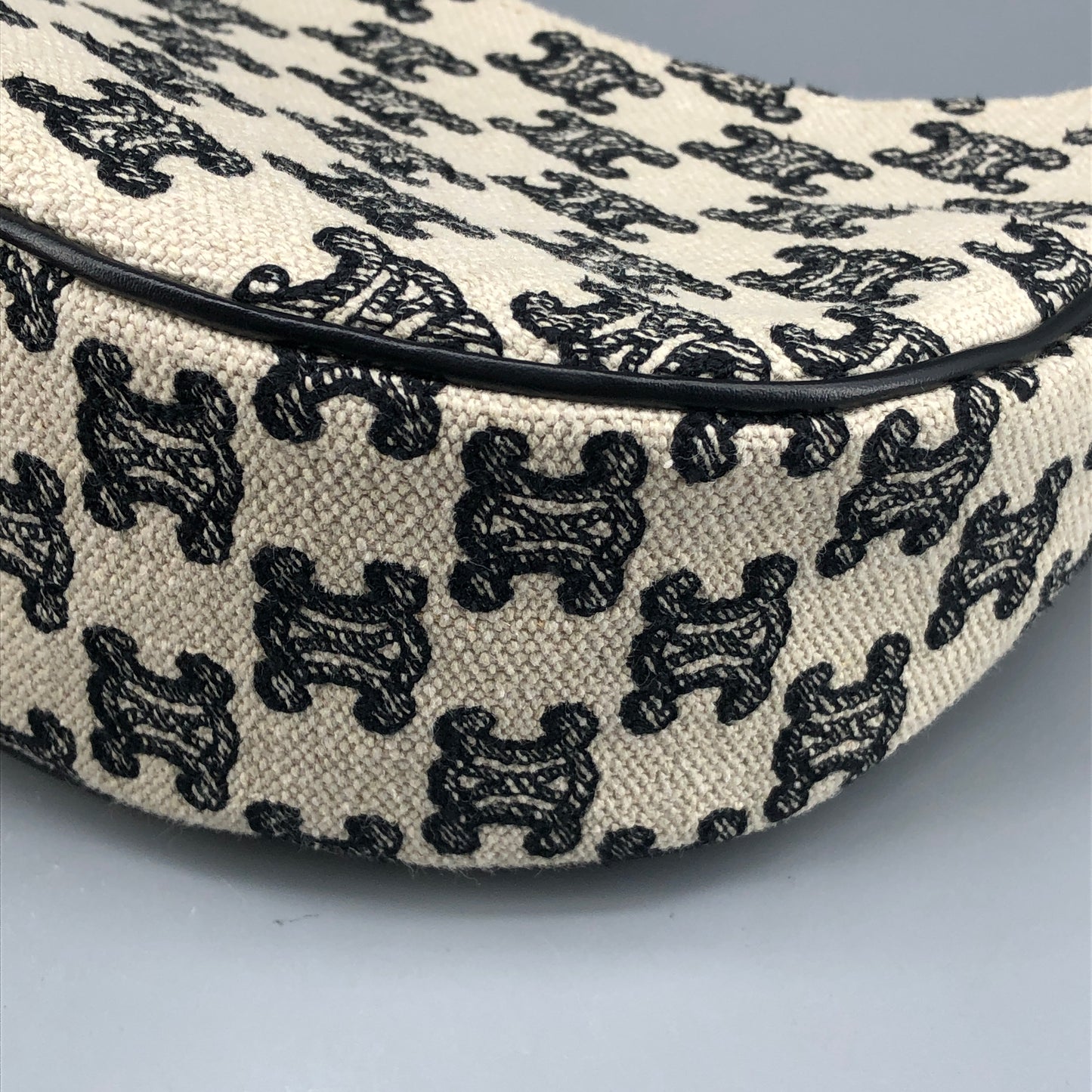 Celine Triomphe Jacquard AVA Hobo Underarm Shoulder Bag Black White