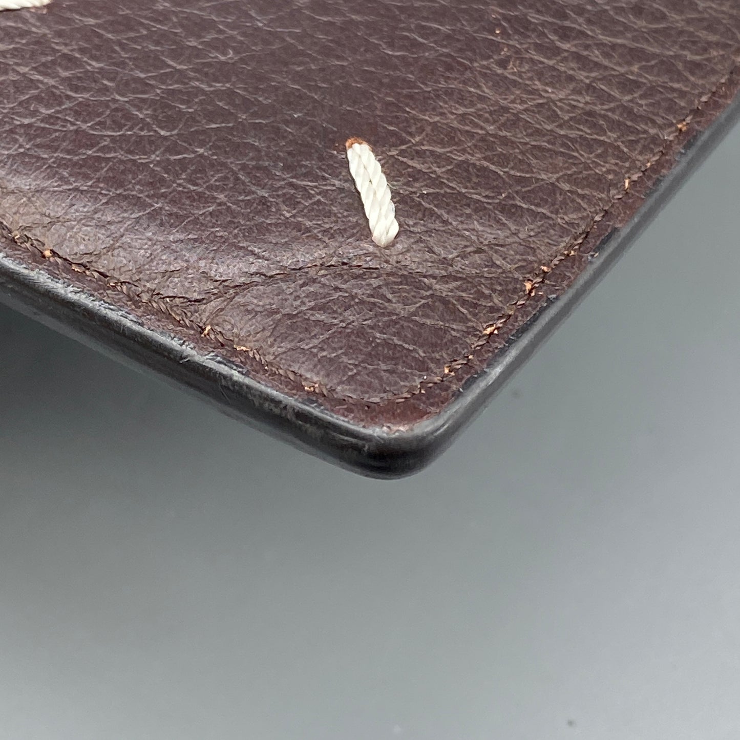 Maison Margiela Four Stitches Deep Brown Pebbled Leather Card Wallet