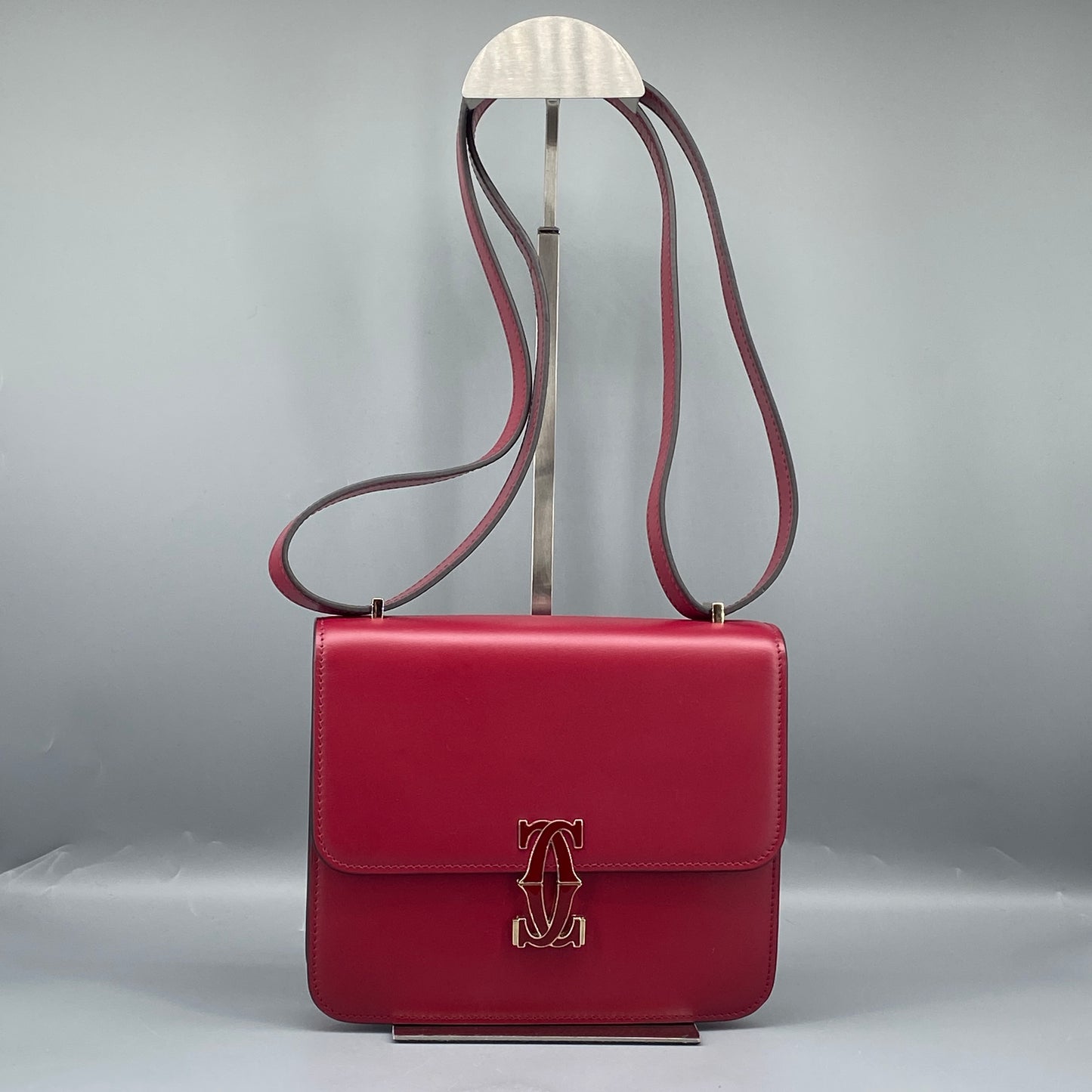 Cartier Red Smooth Leather Flap Crossbody Bag