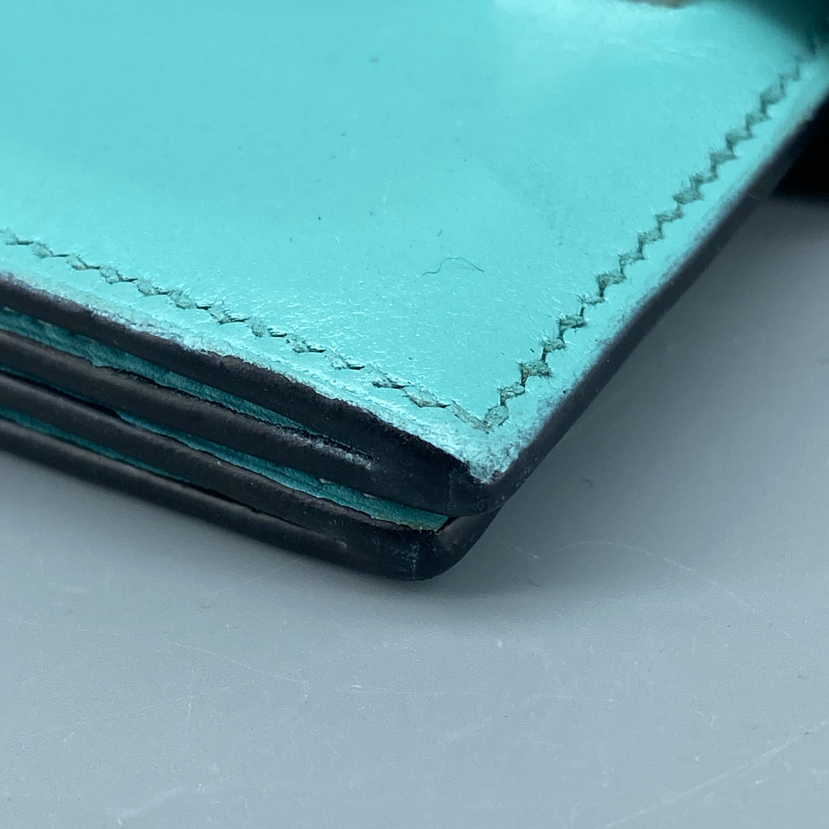 Hermes Bearn Compact card holder Tiffany Blue with Lizard leather strap