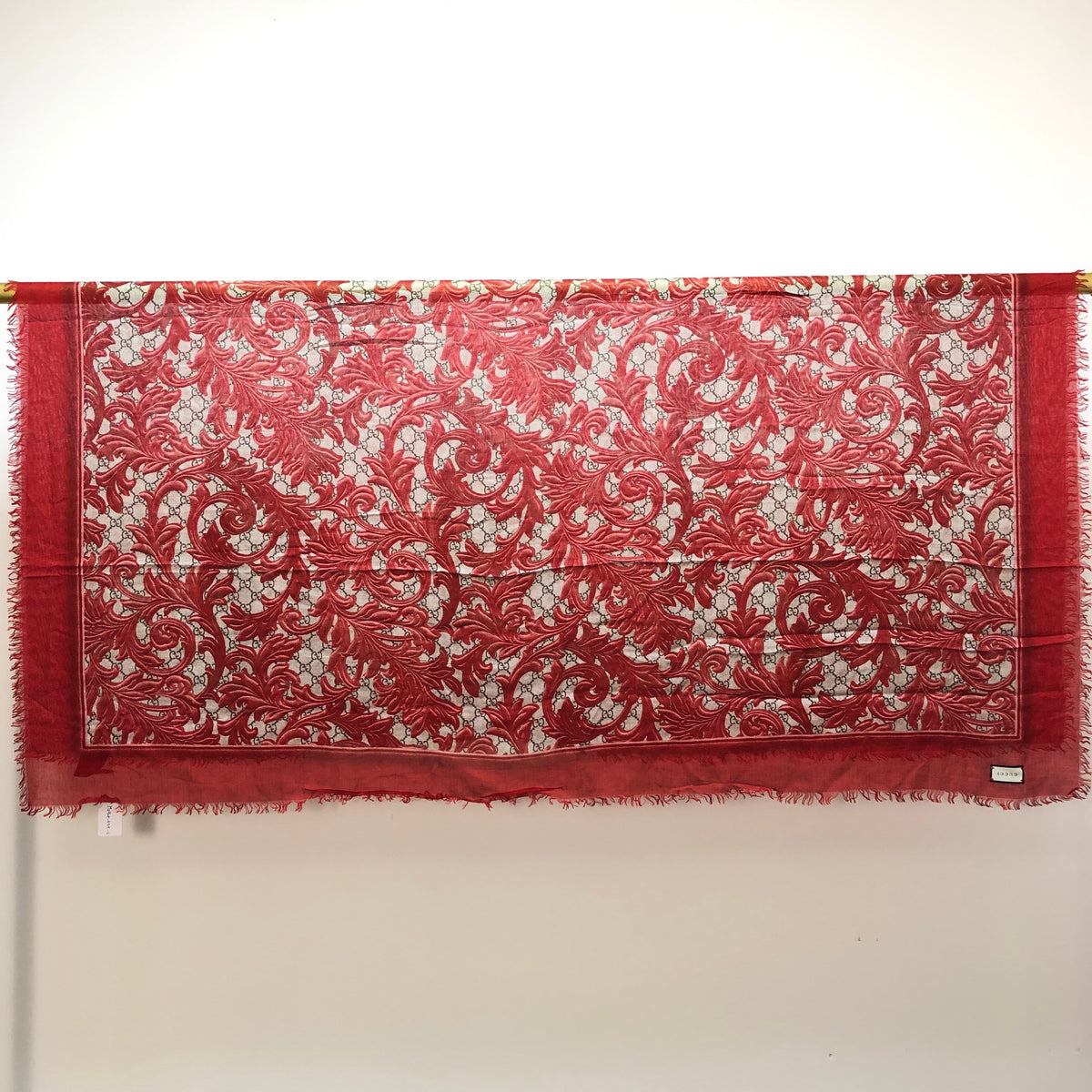 Gucci Red & Tan Floral Print Large Shawl Scarf 140*140cm