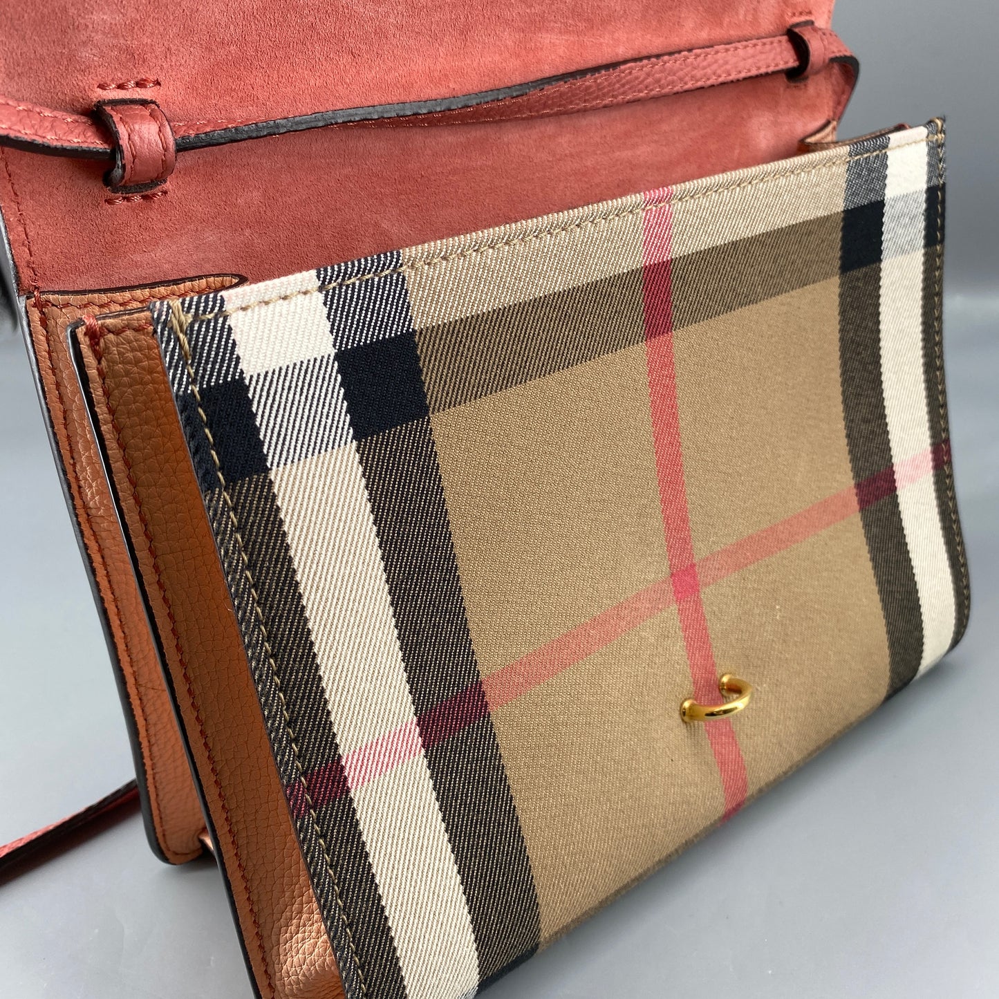 Burberry Pink Check Flap Crossbody Bag