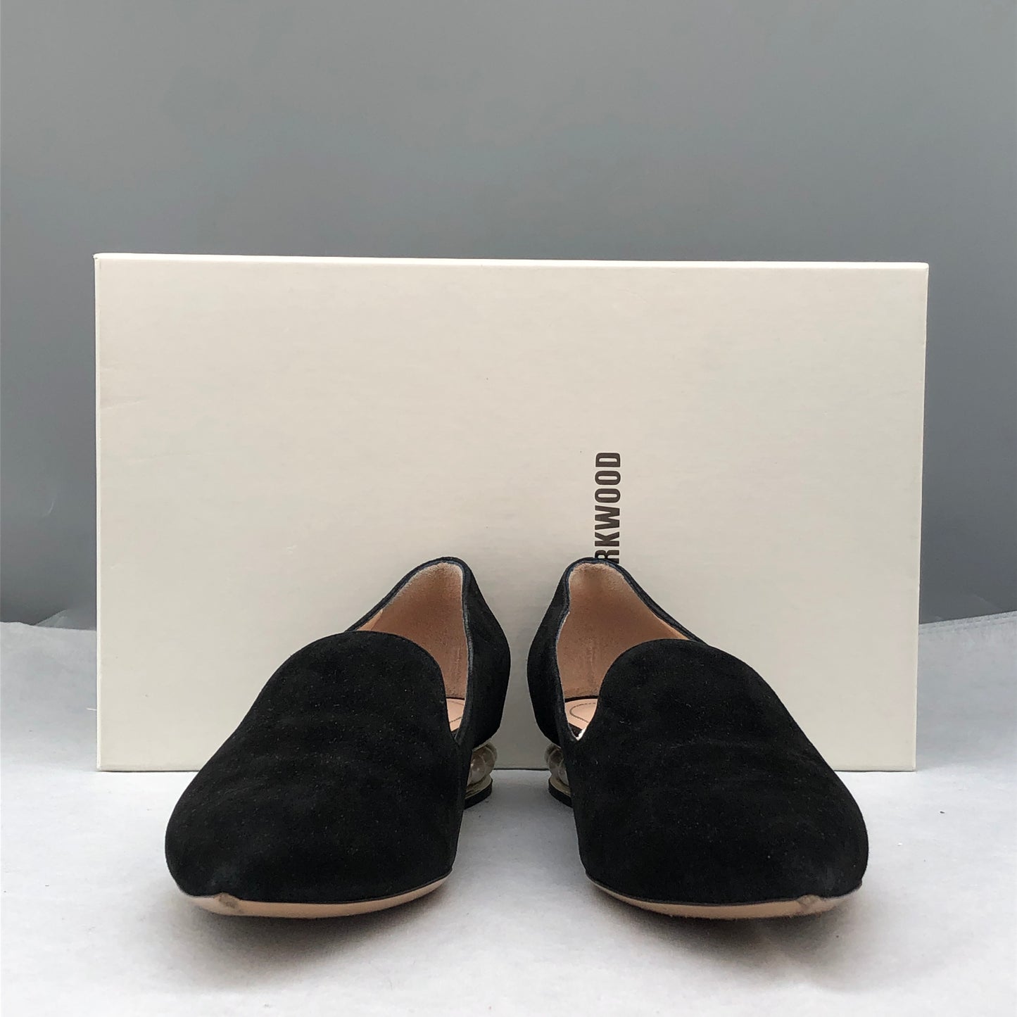 Nicholas Kirkwood Black Suede Pearl Heel Loafers Women's Shoes Size 37.5