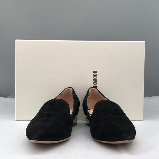 Nicholas Kirkwood Black Suede Pearl Heel Loafers Women's Shoes Size 37.5