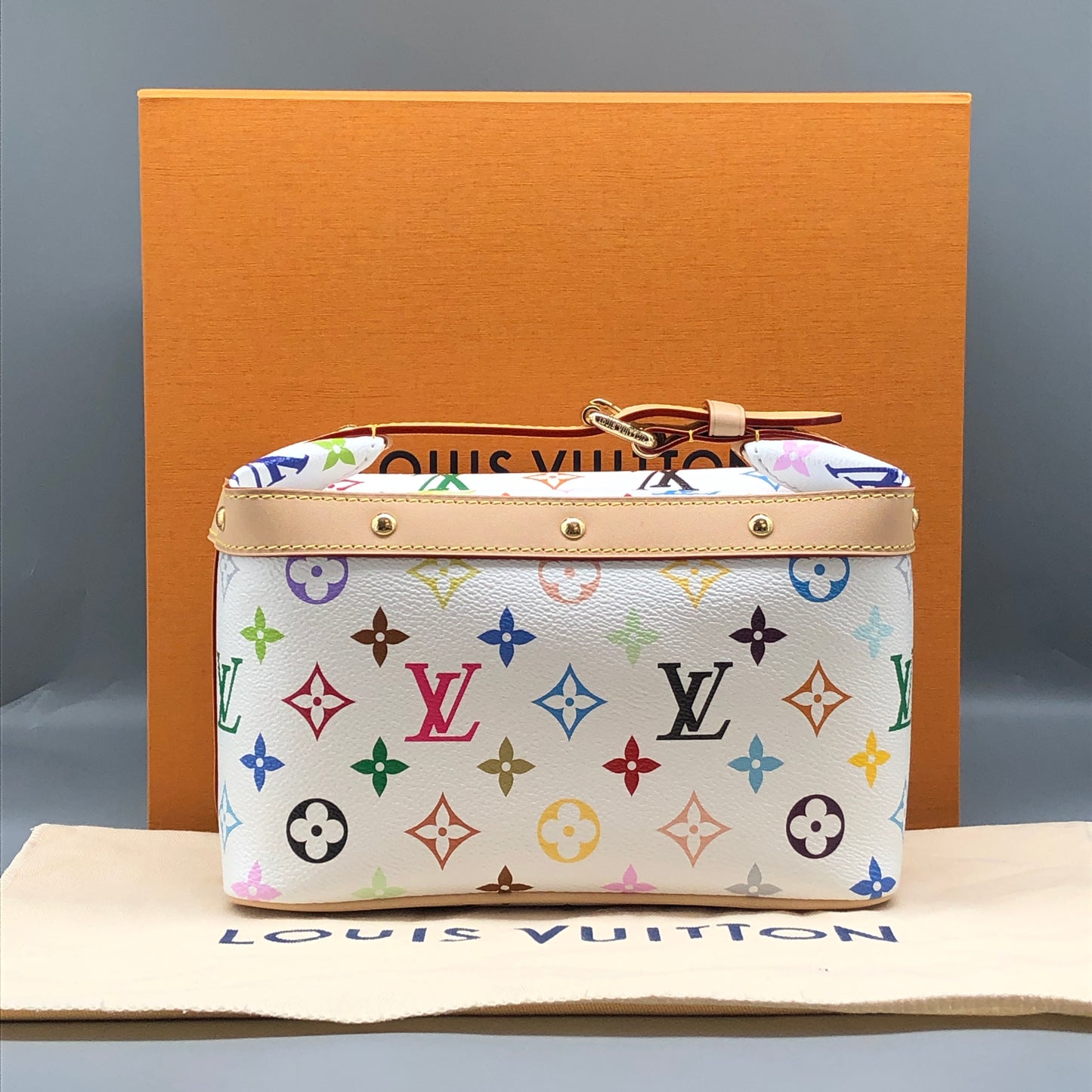 Louis Vuitton x Takashi Murakami White Multicolor Nice Mini Vanity Case Bag