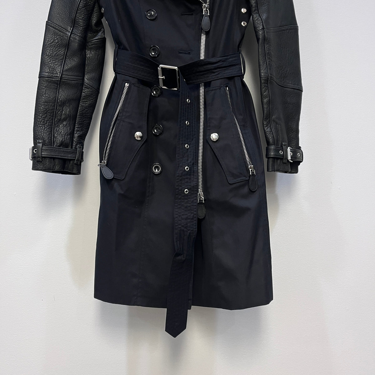 Burberry Brit  Black Studded Trench Coat US size 4