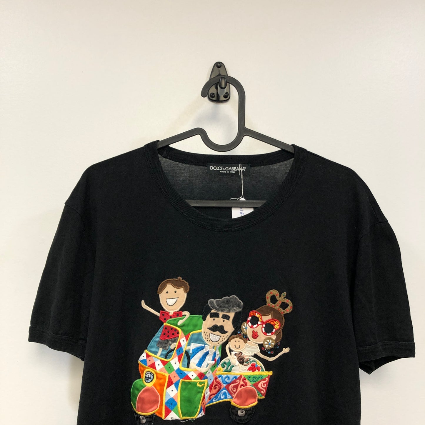 Dolce & Gabbana Black Cartoon Family Print Short Sleeve T-Shirt Size 44