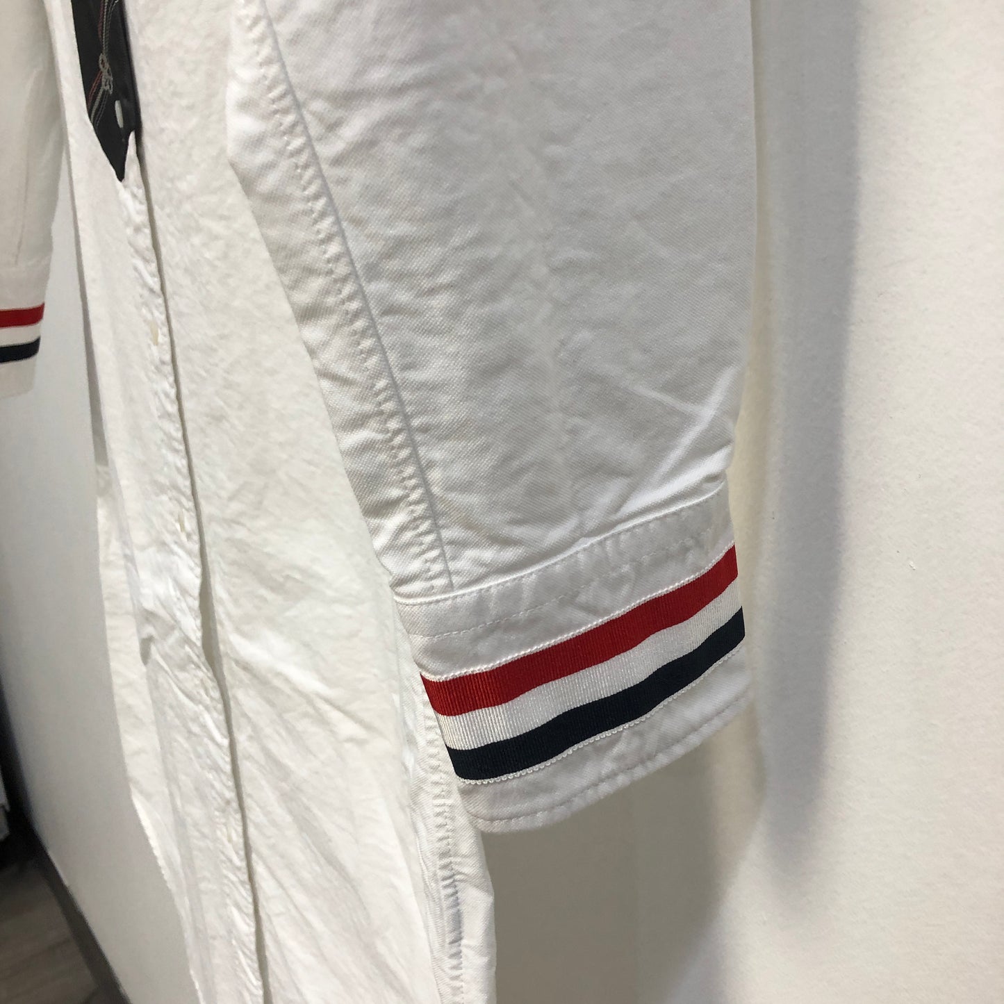 Thom Browne White Cotton Striped Cuff Shirt Dress 42