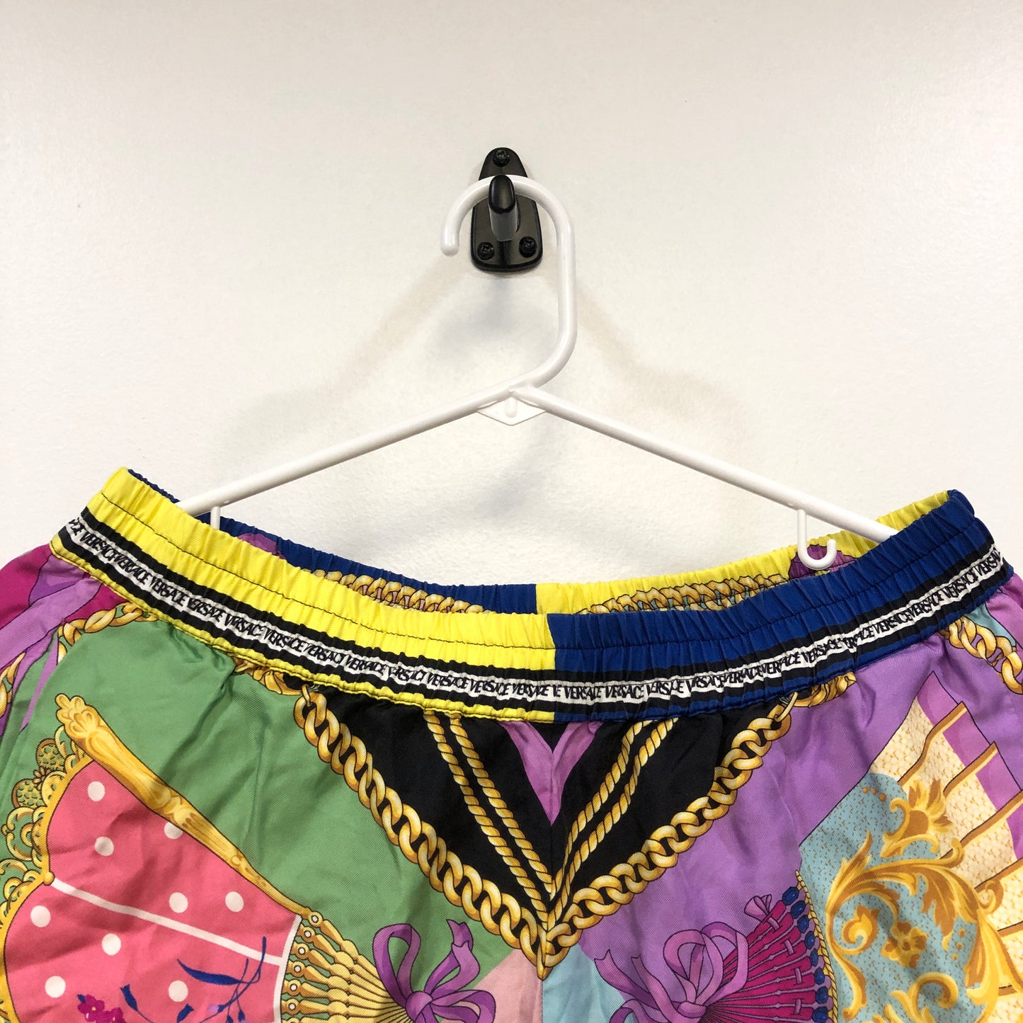 Versace Multicolor Barocco Print Silk Shorts Size 46