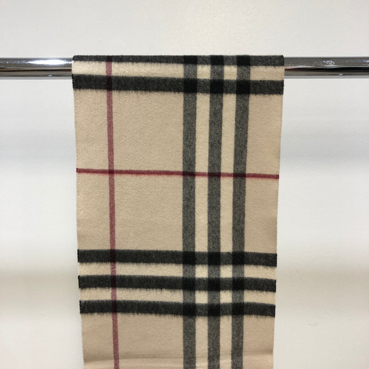 Burberry Beige Black Red Nova Check Cashmere Scarf 162×30cm