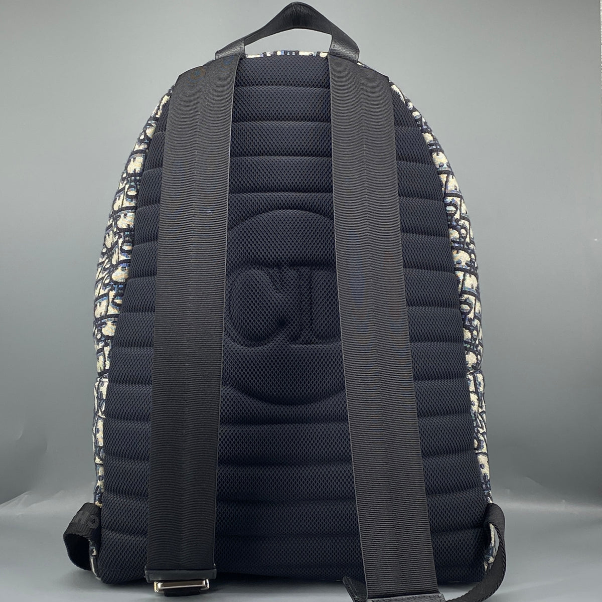 Christian Dior Navy Grey Oblique Jacquard Backpack Bag